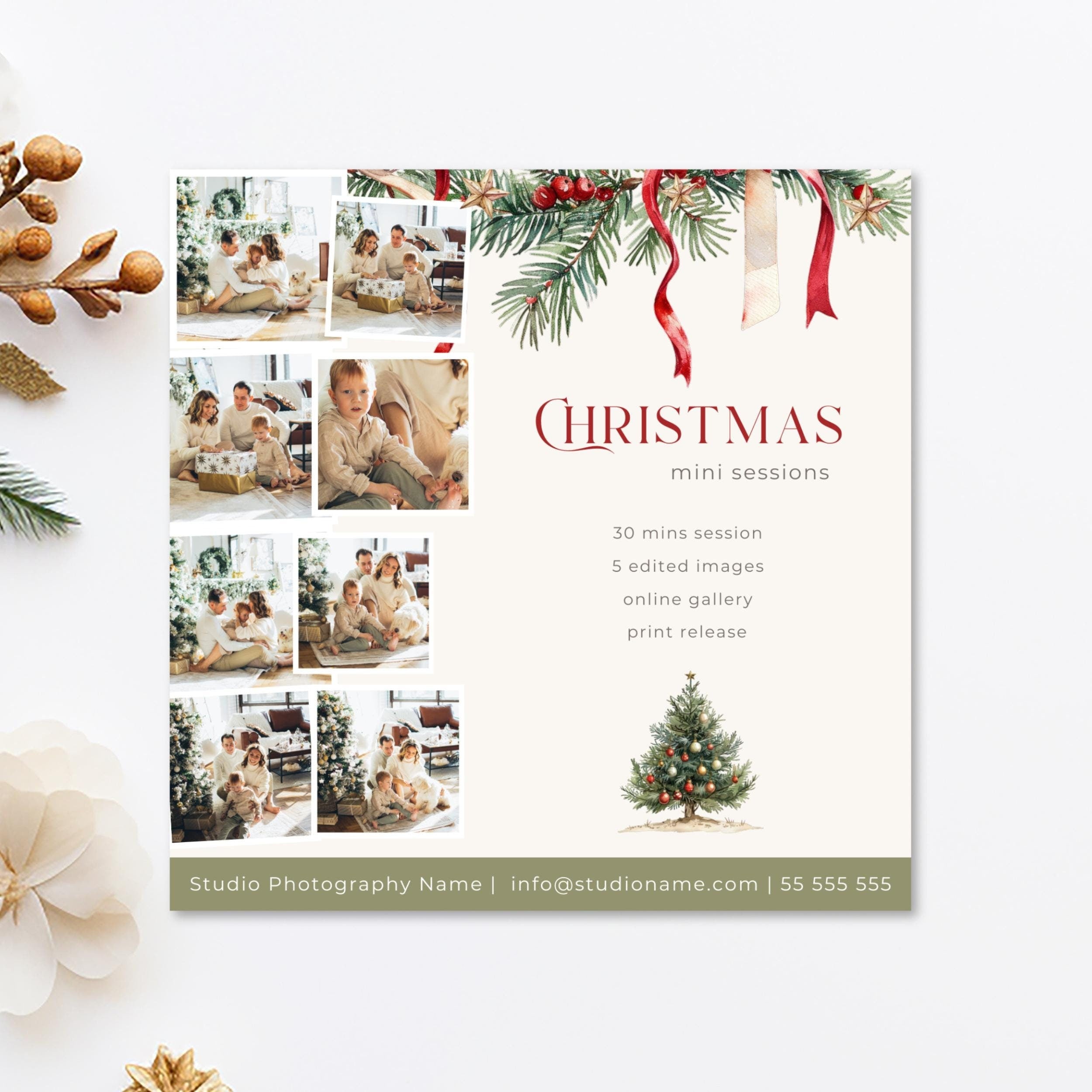 Christmas Mini Session Photography Canva Template
