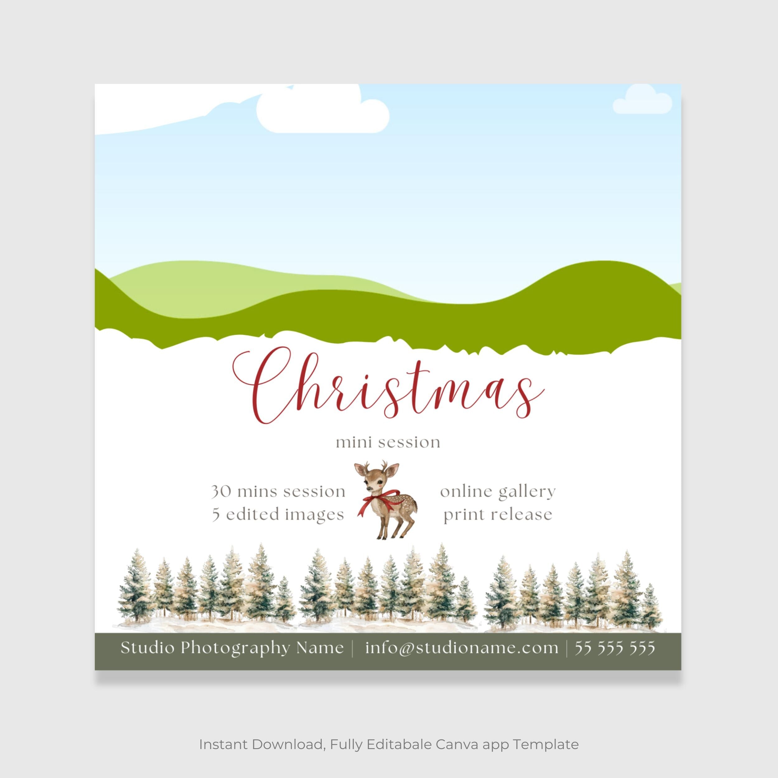 Christmas Mini Session Photography Canva Template