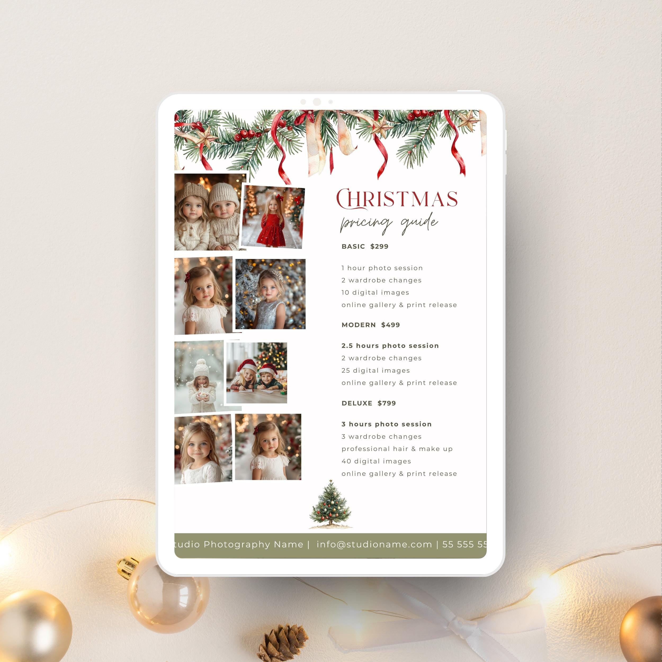 Christmas Photography Pricing Guide Template