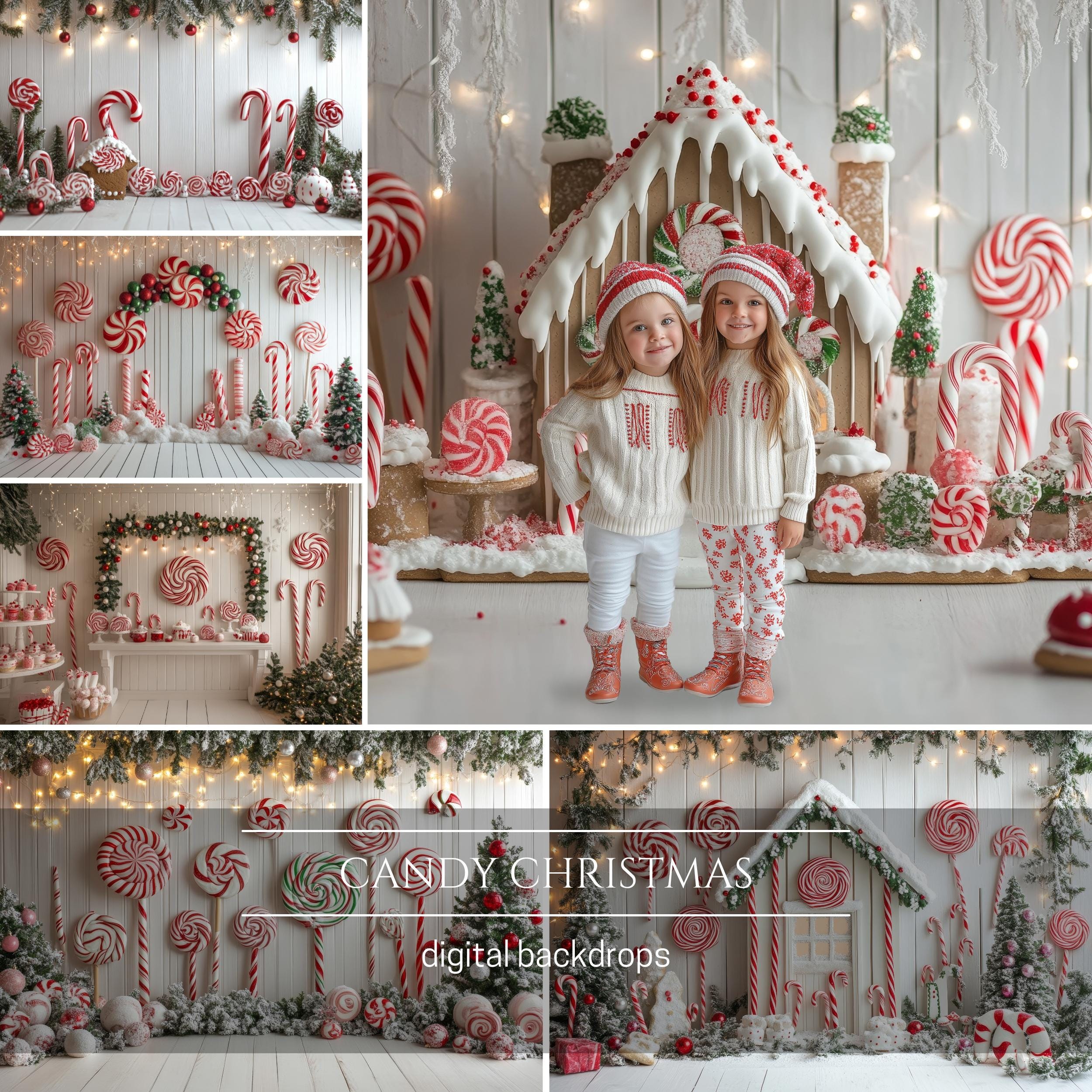 Christmas Peppermint Candy Digital Backdrops