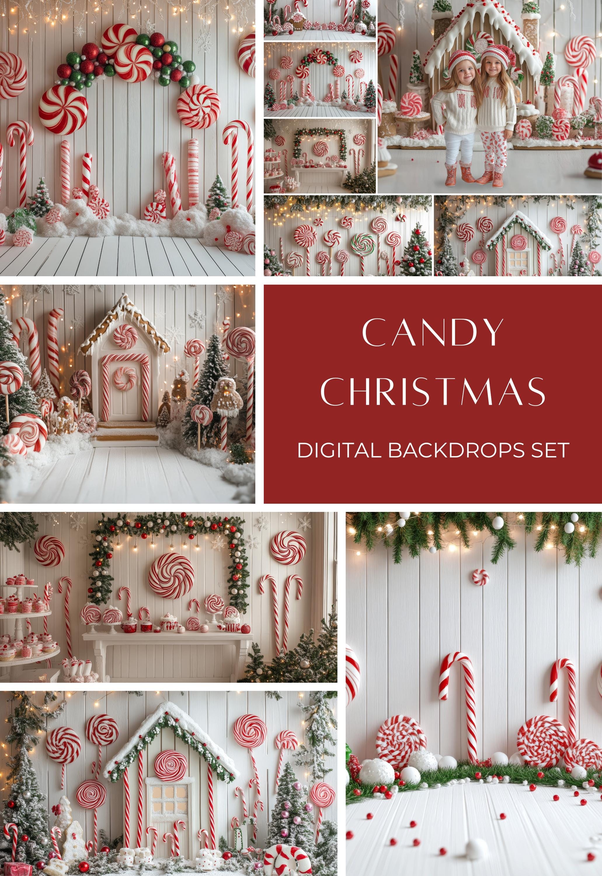 Christmas Peppermint Candy Digital Backdrops