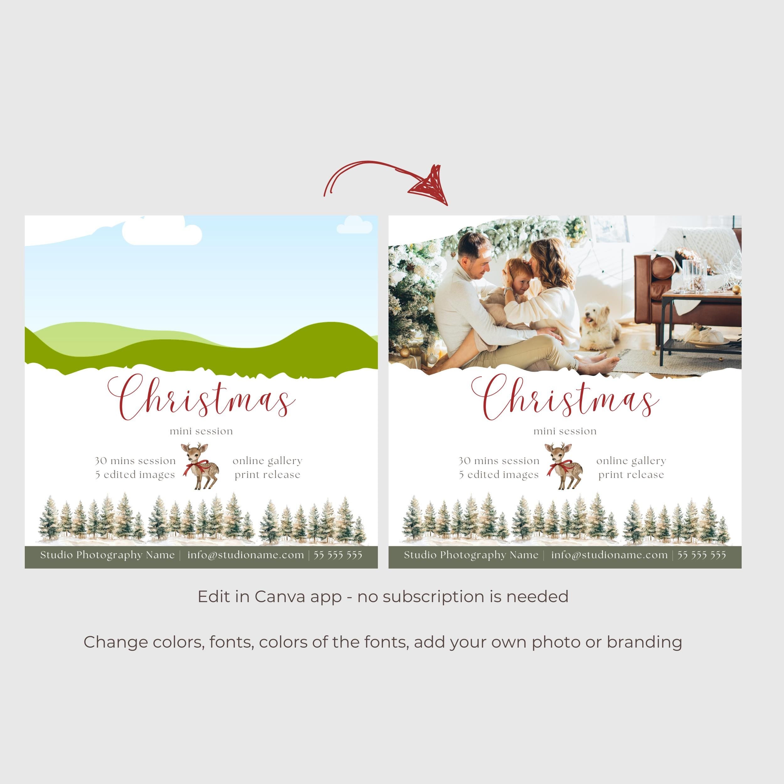 Christmas Mini Session Photography Canva Template