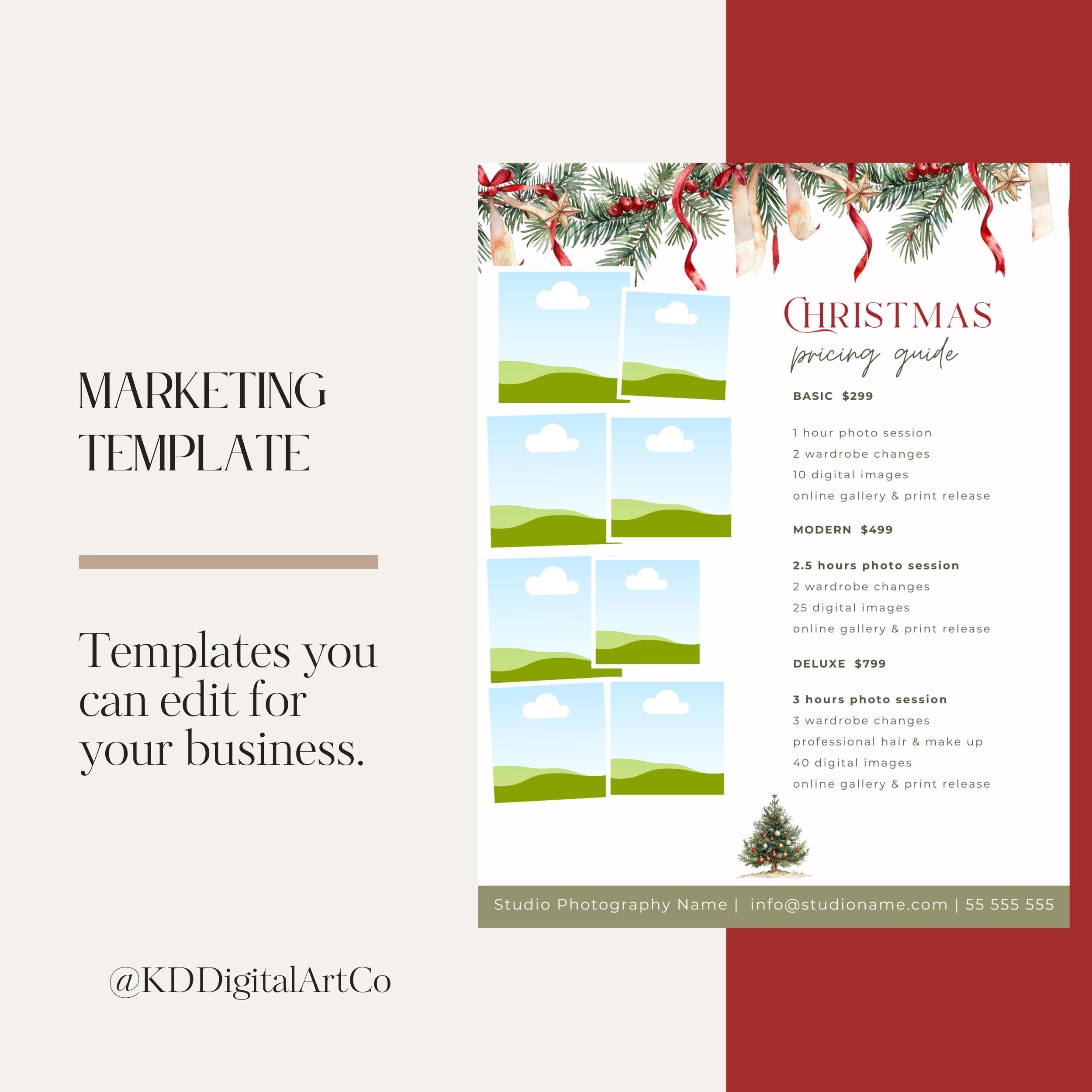 Christmas Photography Pricing Guide Template