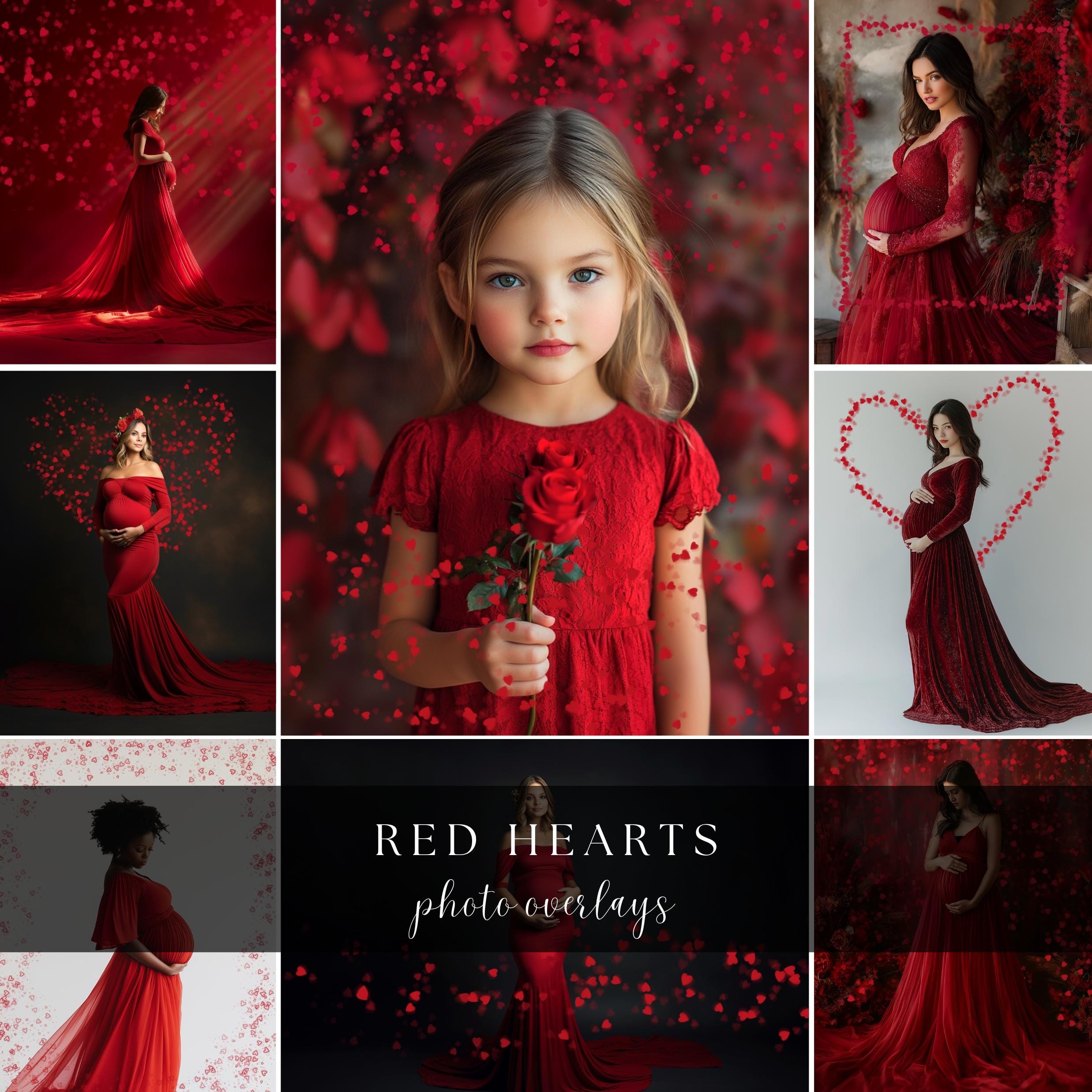 Red Hearts Valentine Photo Overlays