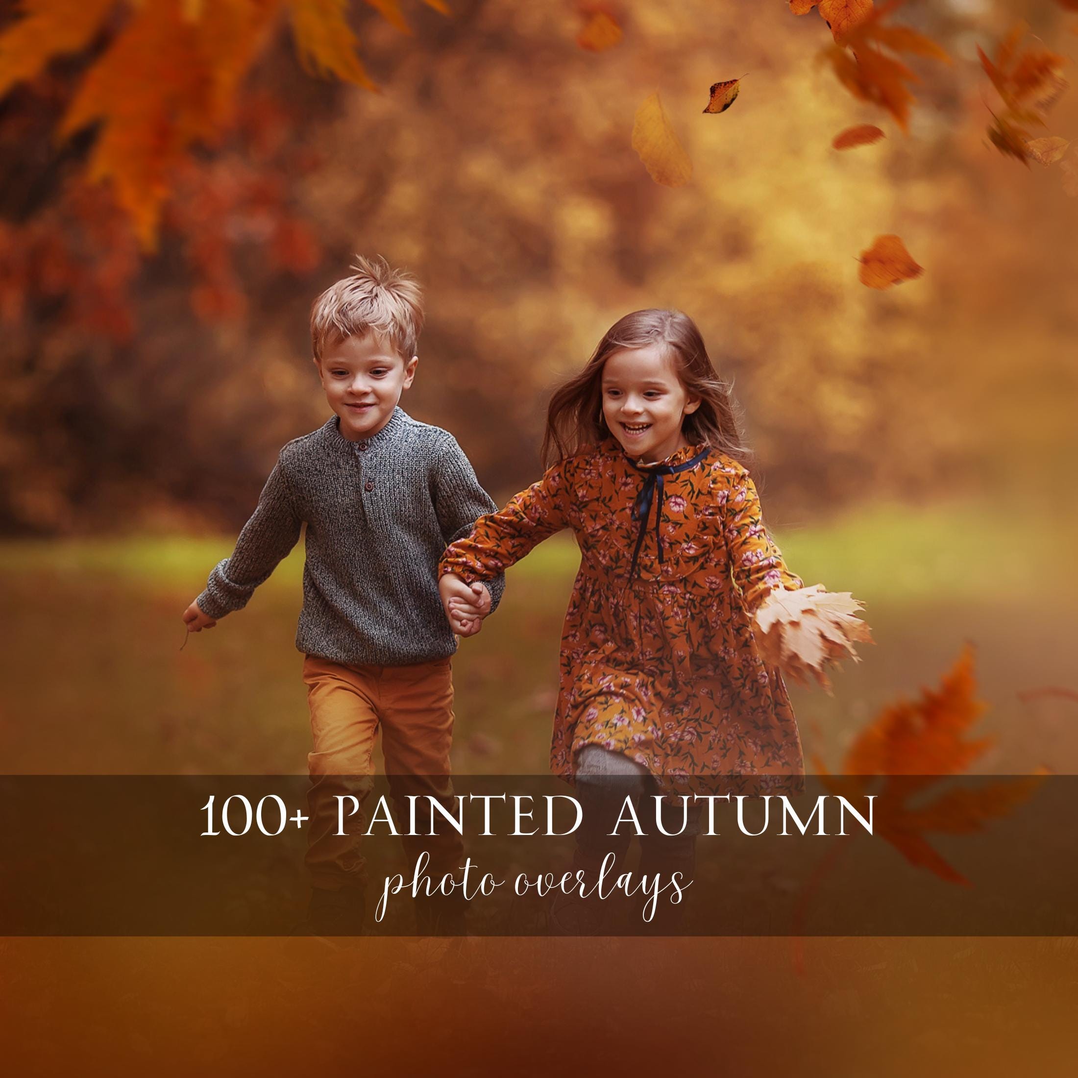 Painted Autumn Leaf Photo Overlays