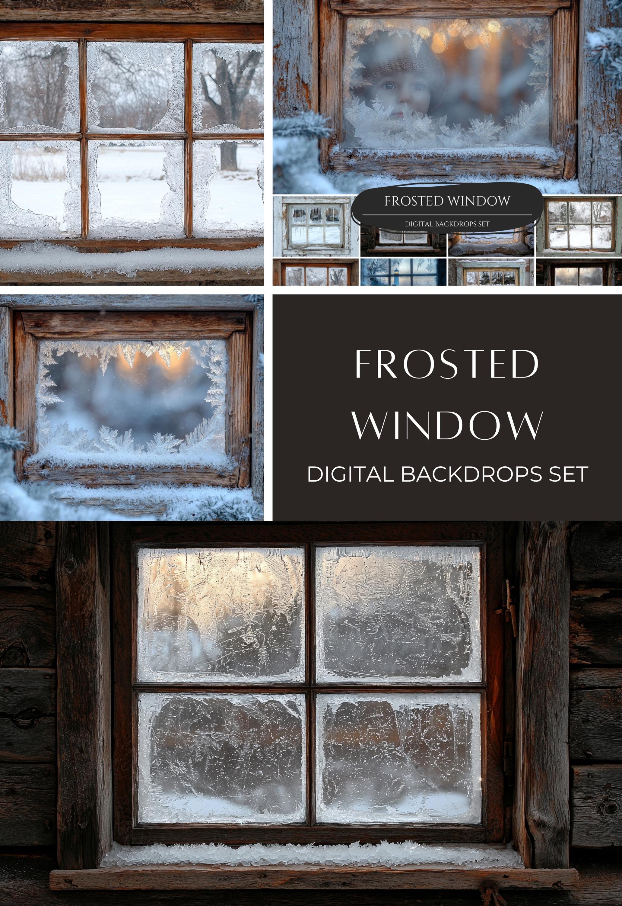 Frosted Window Christmas Digital Backdrops