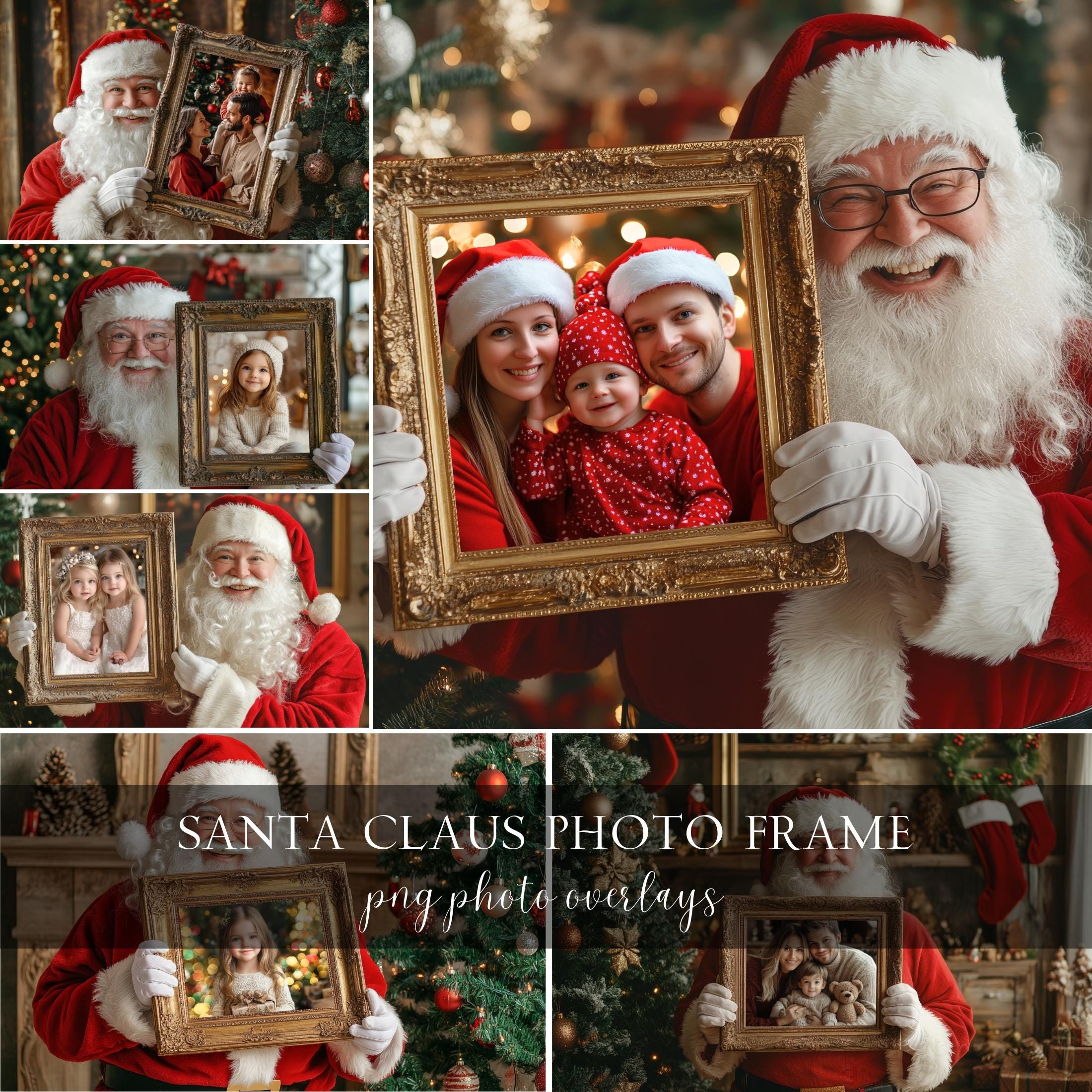 Santa Claus Photo Frame PNG Overlays