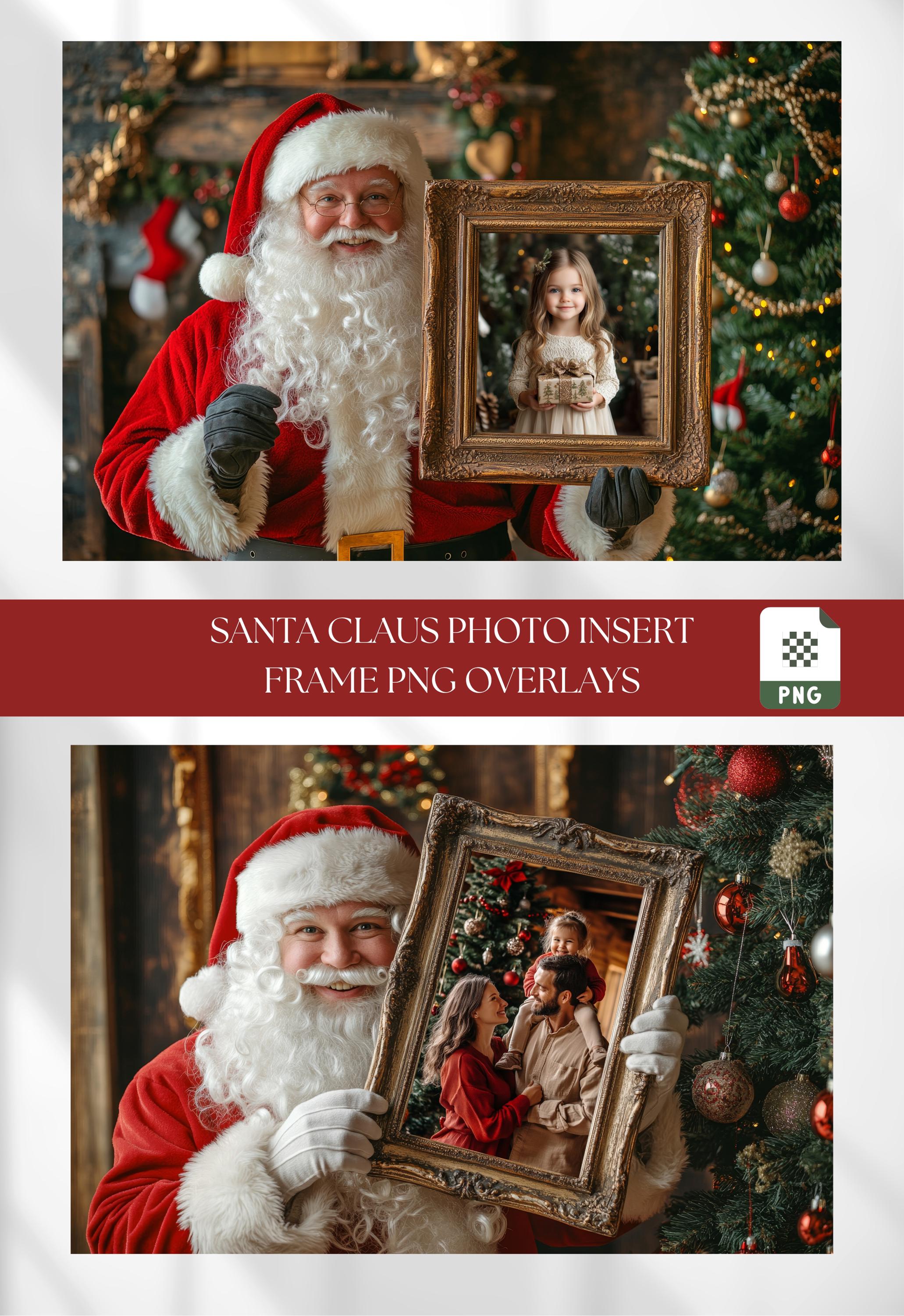 Santa Claus Photo Frame PNG Overlays
