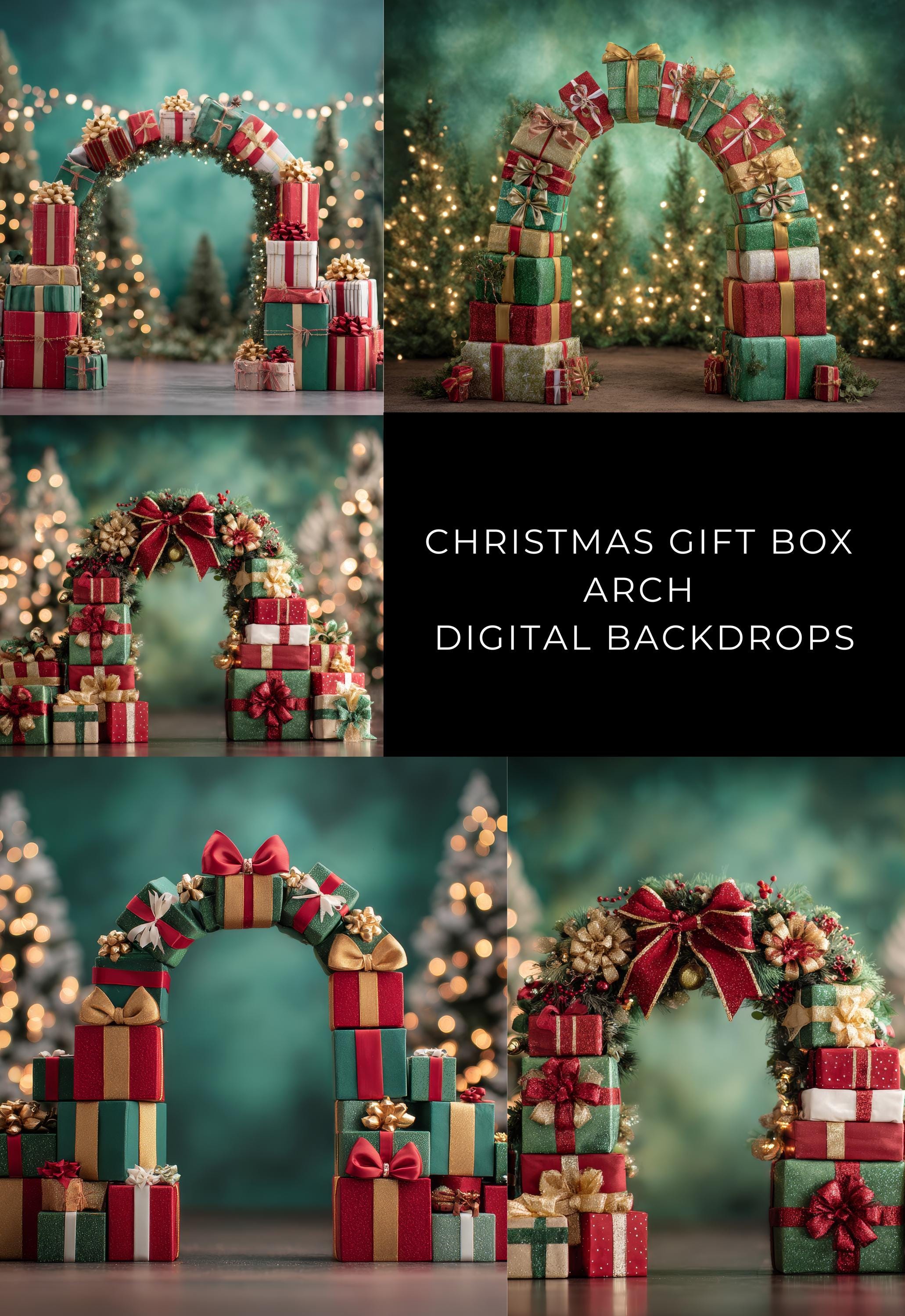 Christmas Gift Box Arch Digital Backdrops