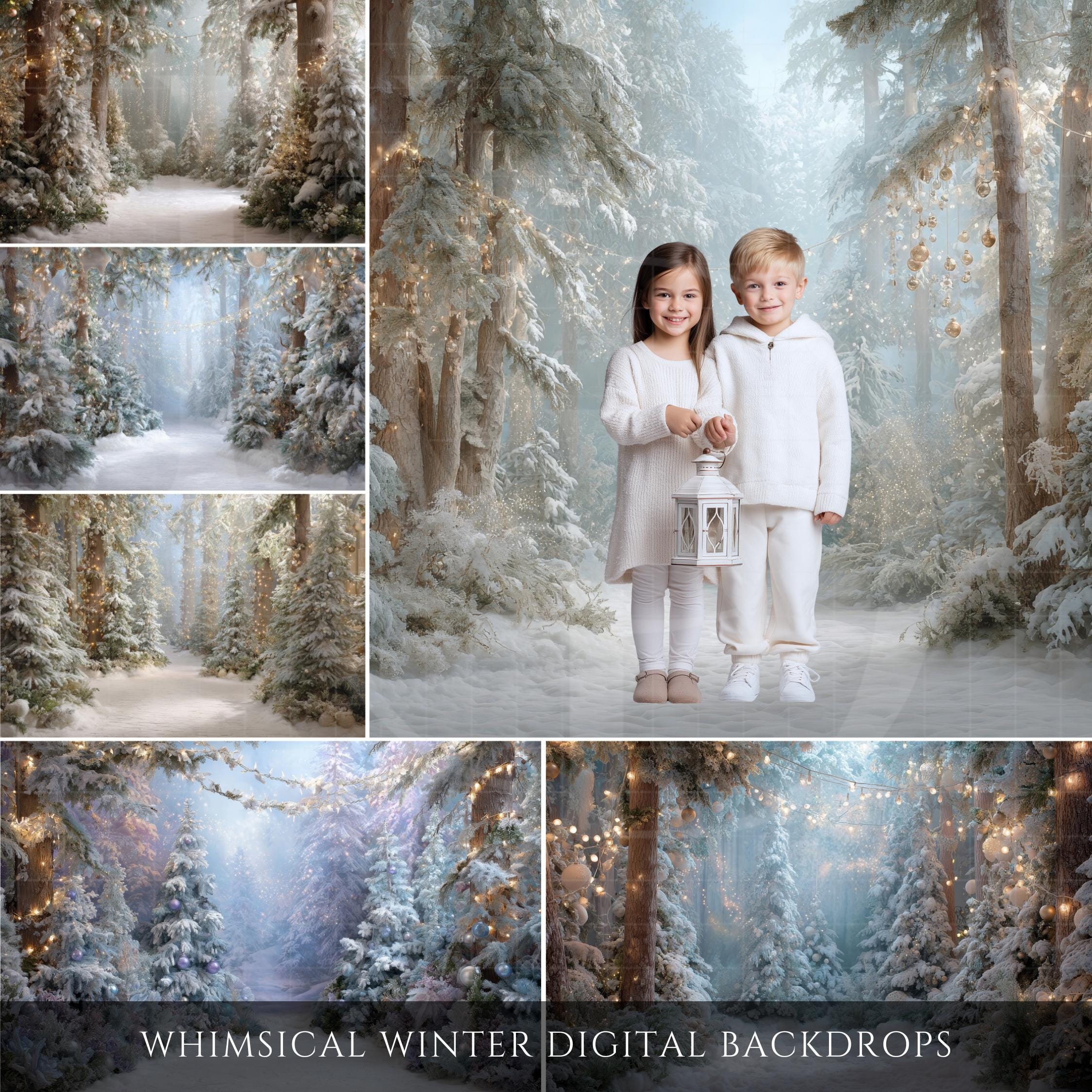 Whimscial Winter Forest Digital Backdrops