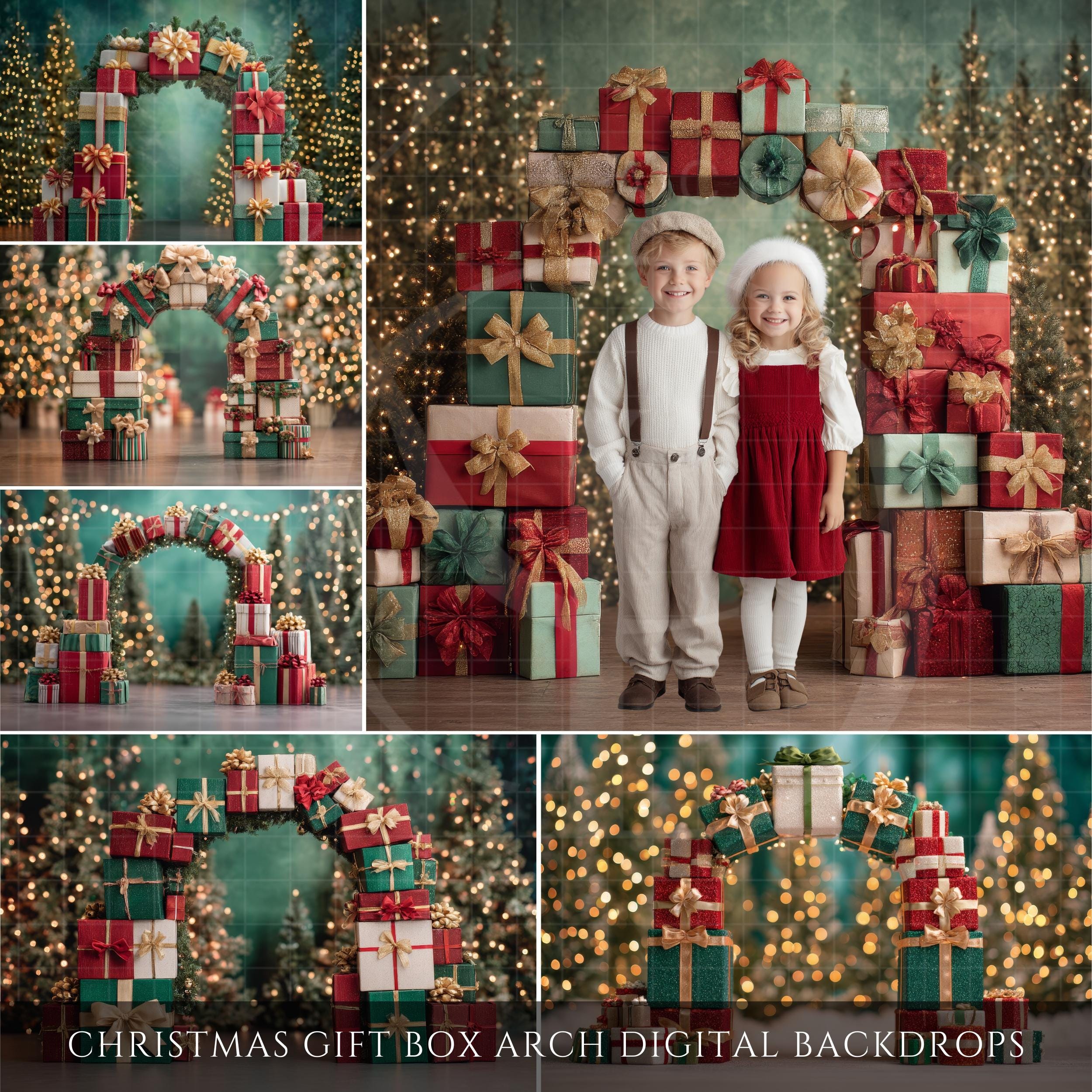 Christmas Gift Box Arch Digital Backdrops