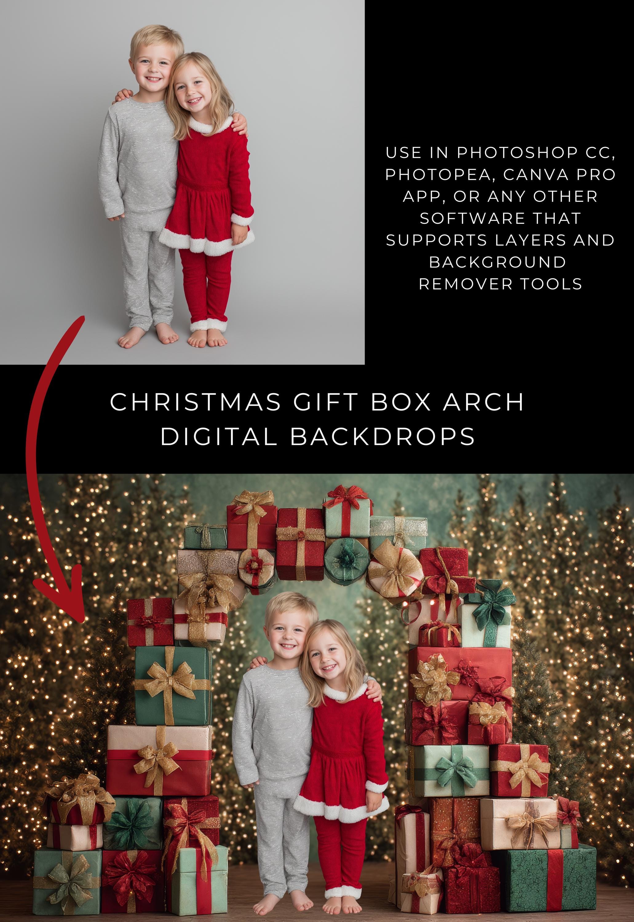 Christmas Gift Box Arch Digital Backdrops