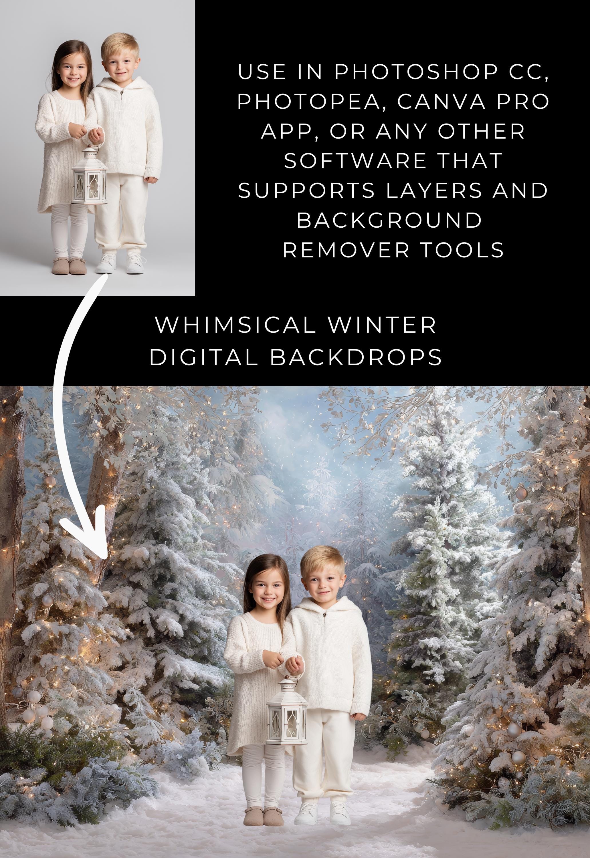 Whimscial Winter Forest Digital Backdrops
