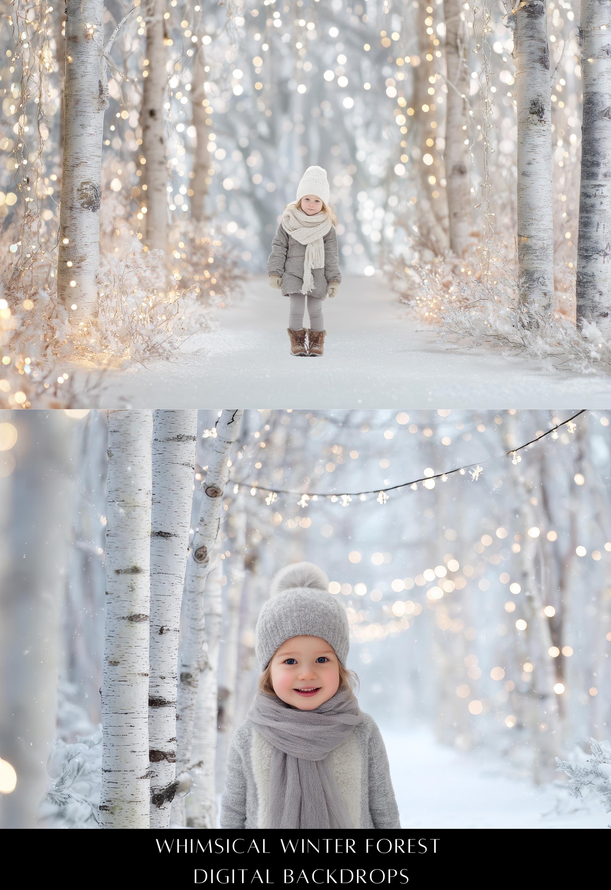 Whimsical Winter Forest Digital Backdrops
