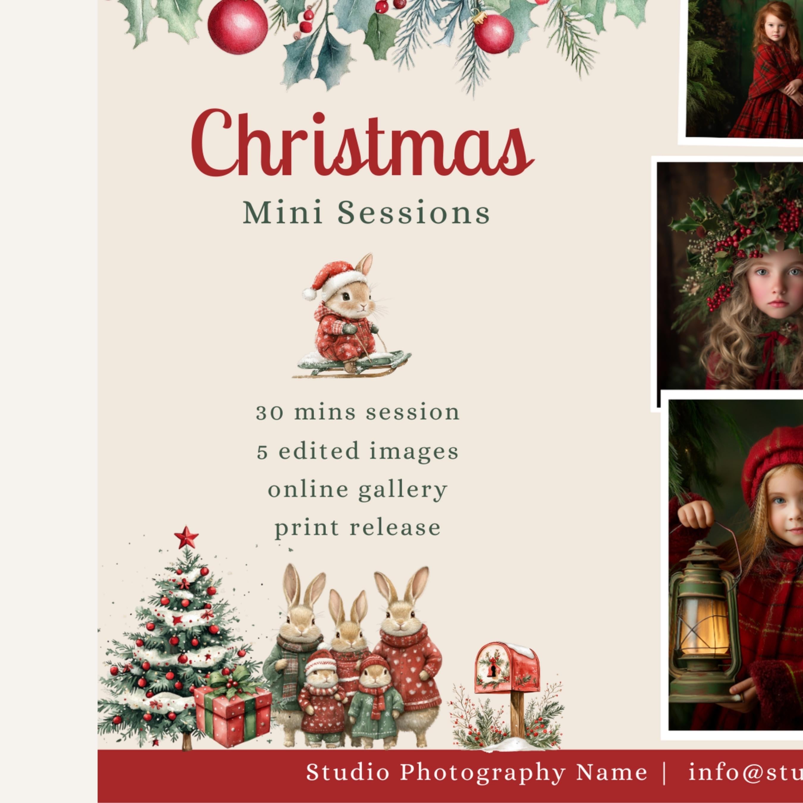 Christmas Mini Session Photography Canva Template
