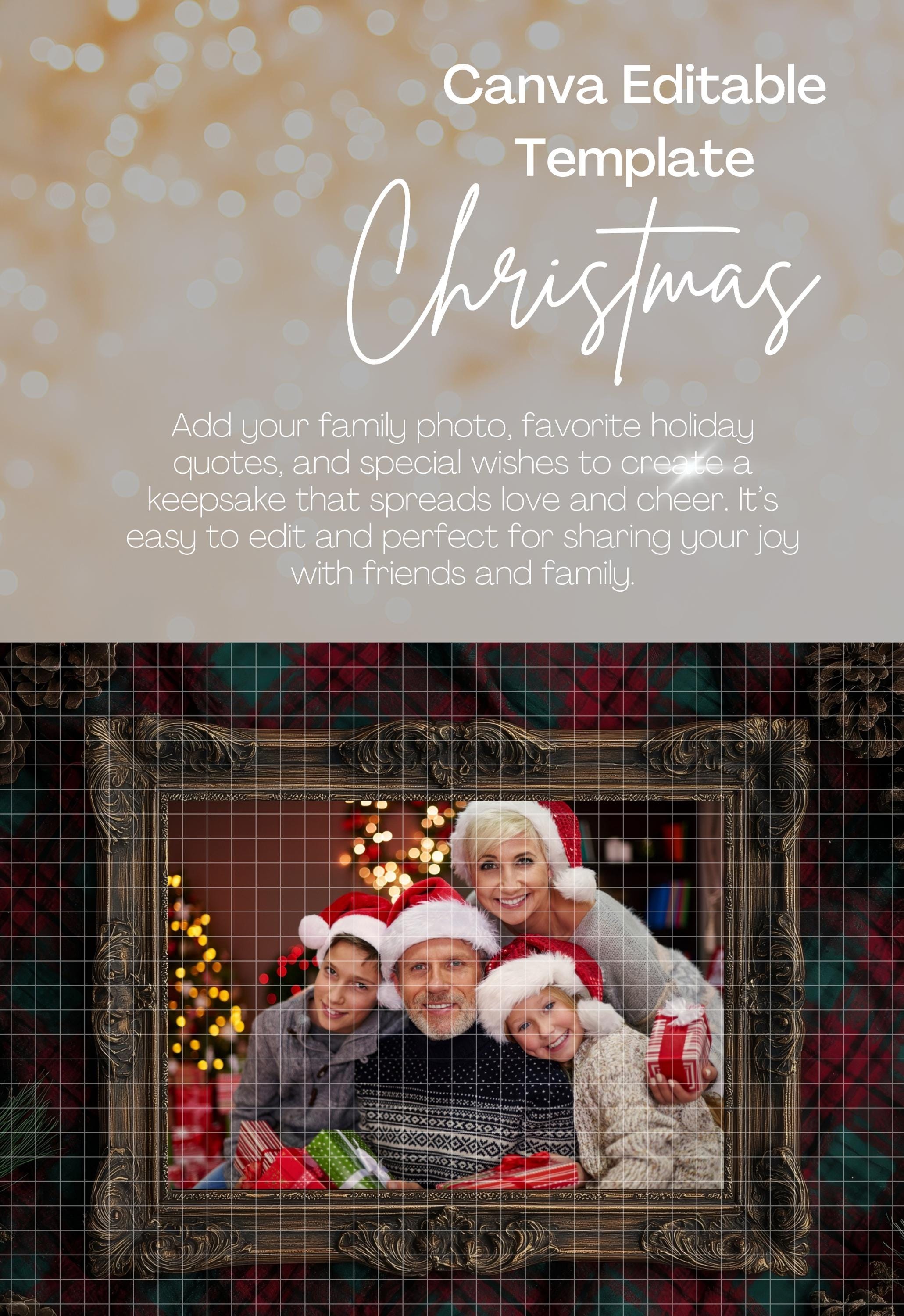 Christmas Photo Frame Editable Canva Template Digital Backdrop