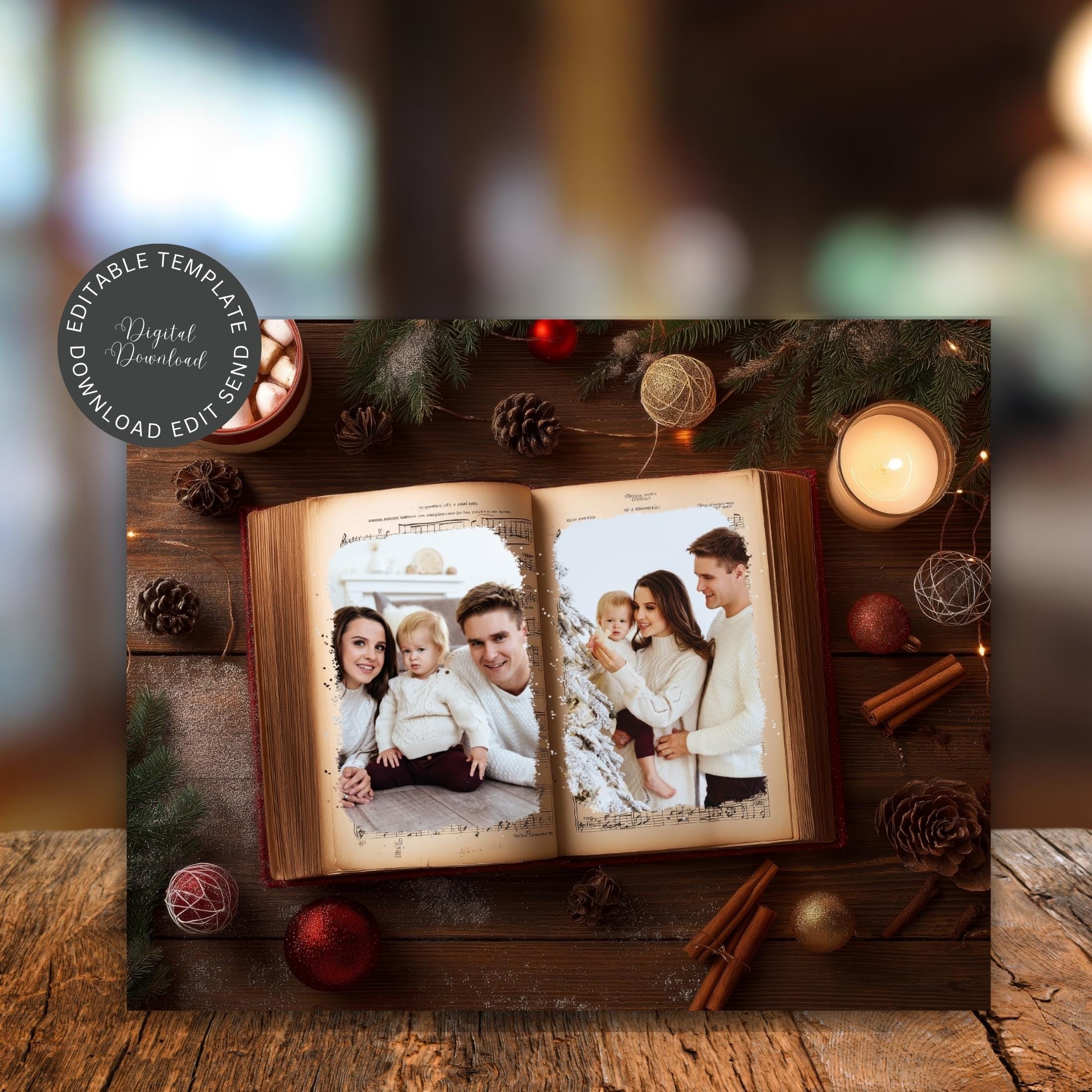 Christmas Book Editable Canva Template Holiday Digital Backdrop Instant Download