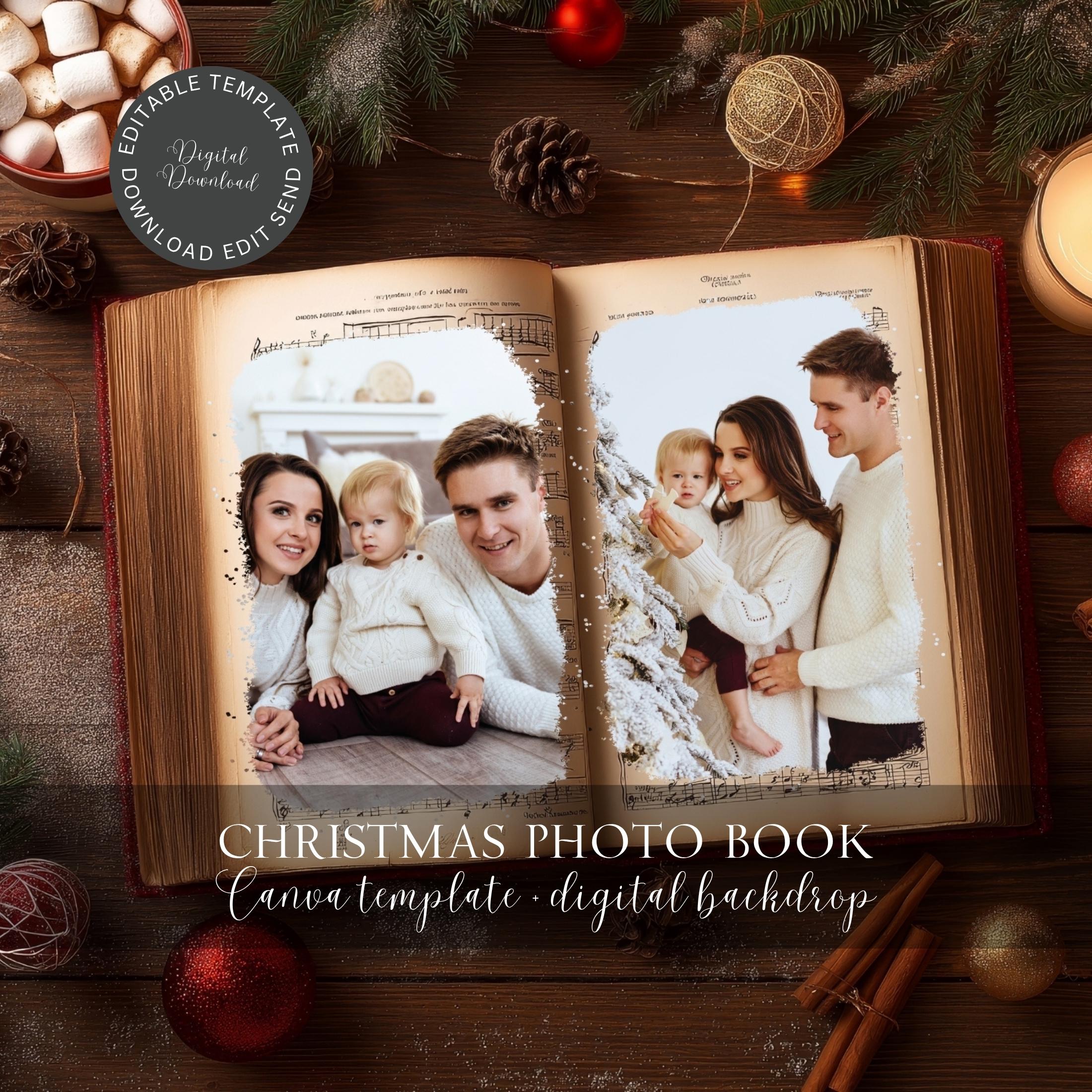 Christmas Book Editable Canva Template Holiday Digital Backdrop Instant Download
