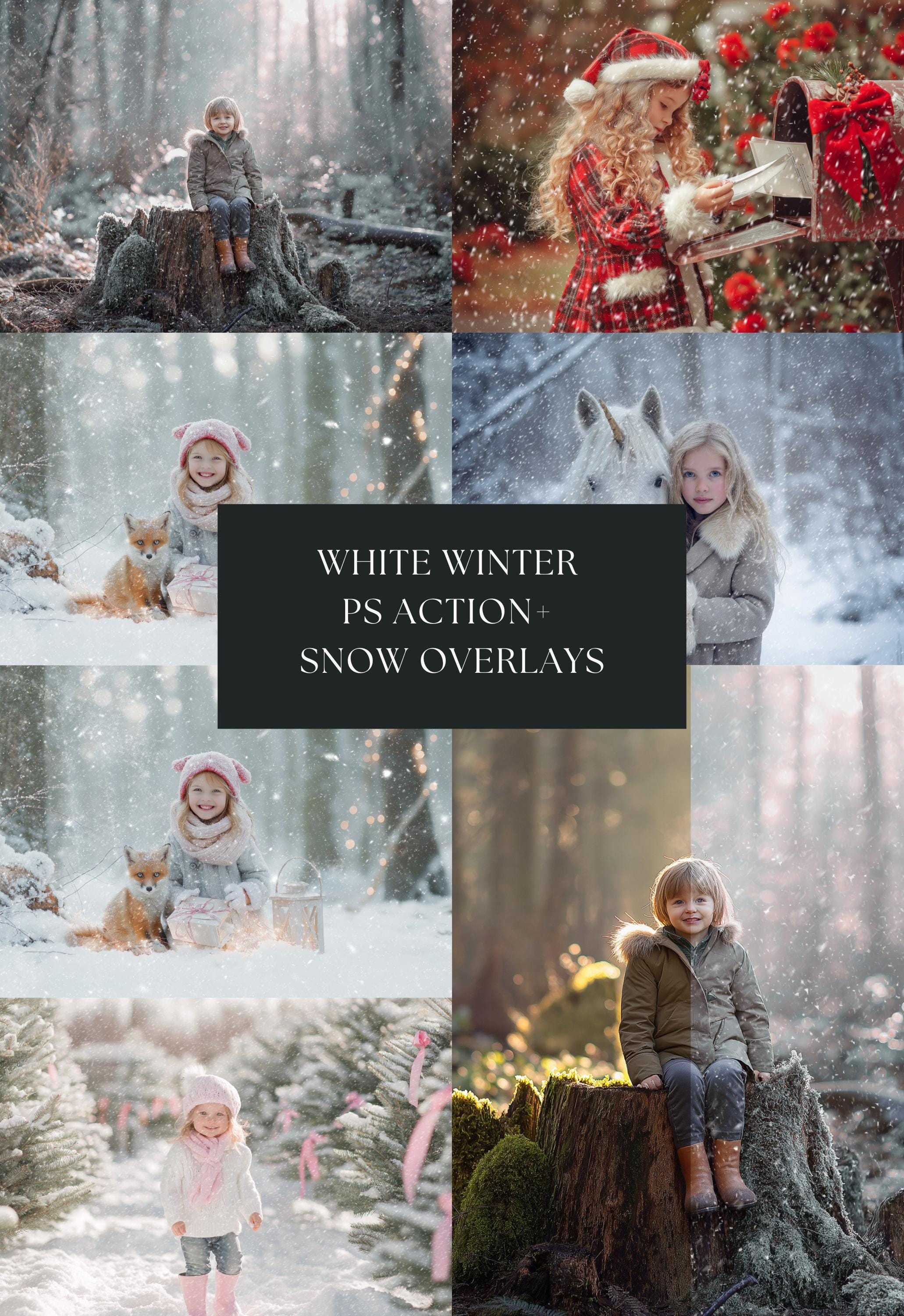 White Winter Photoshop Action and Snow Overlays Bundle Offer