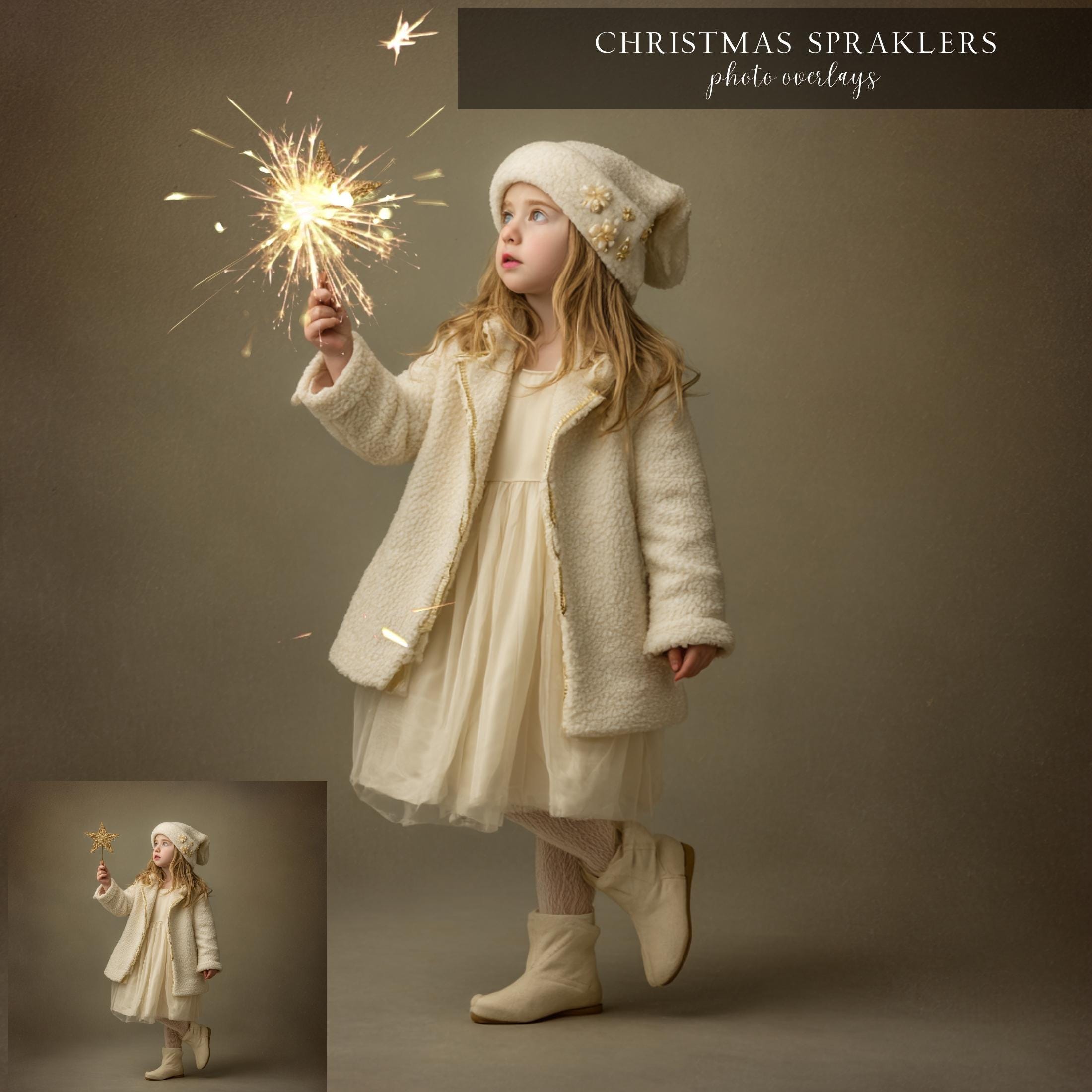 Christmas Sparklers PNG Photo Overlays