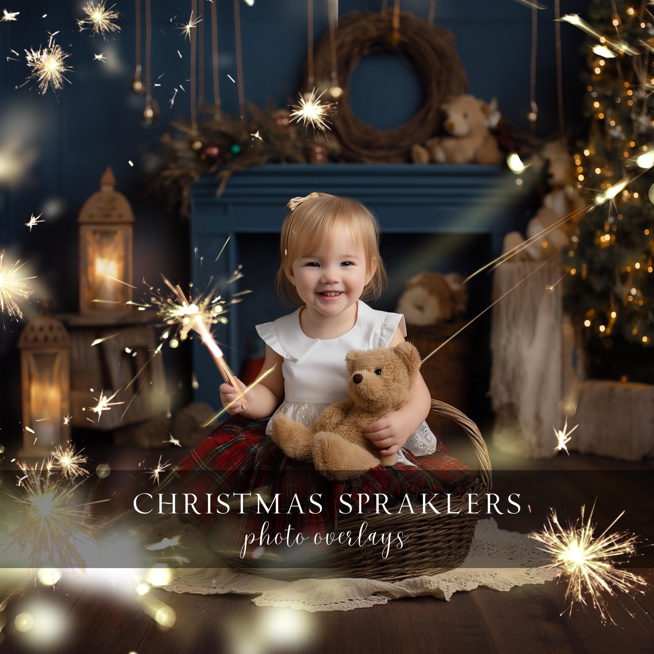 Christmas Sparklers PNG Photo Overlays