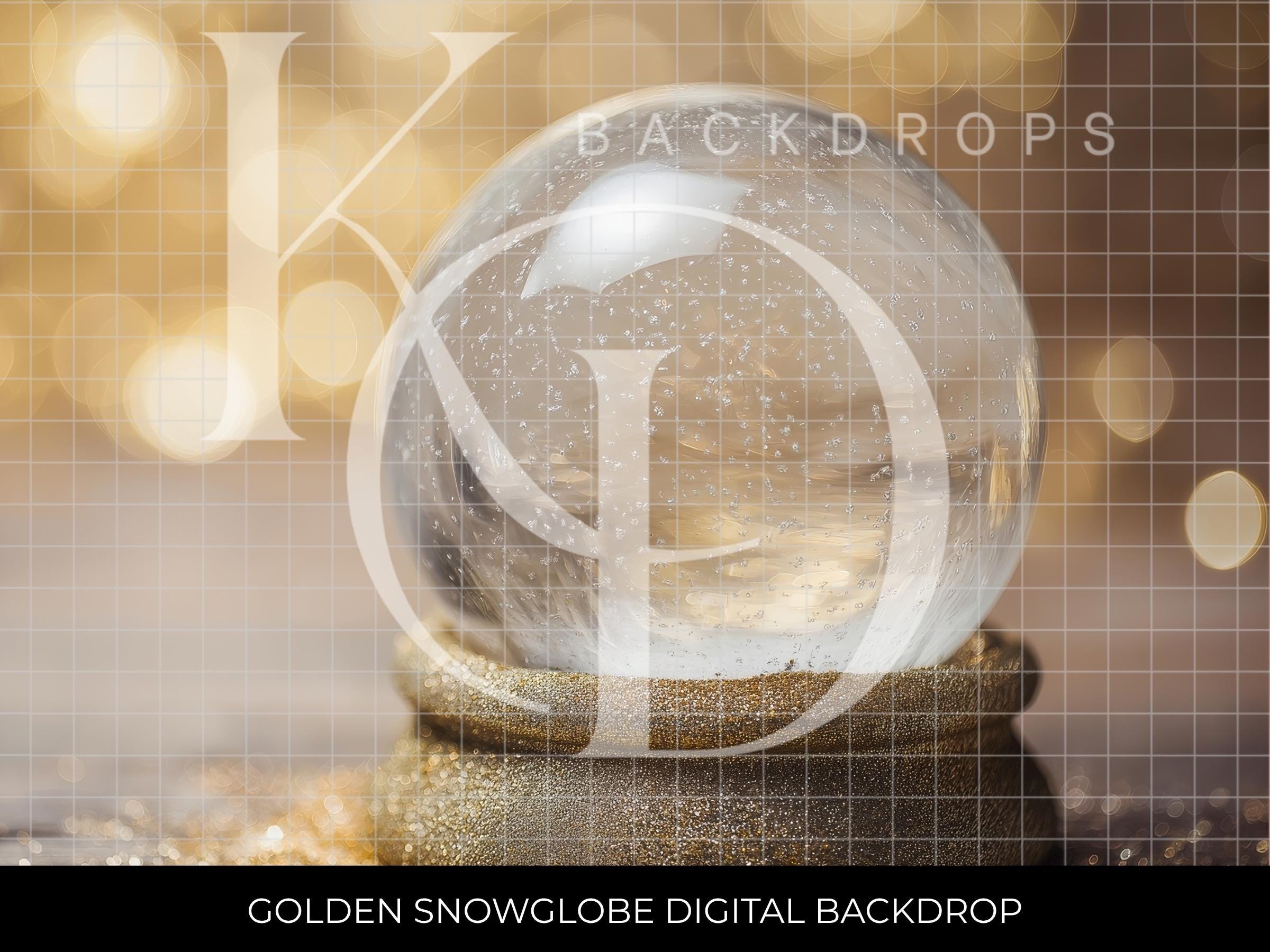 Golden Snow Globe Christmas Winter Digital Backdrop