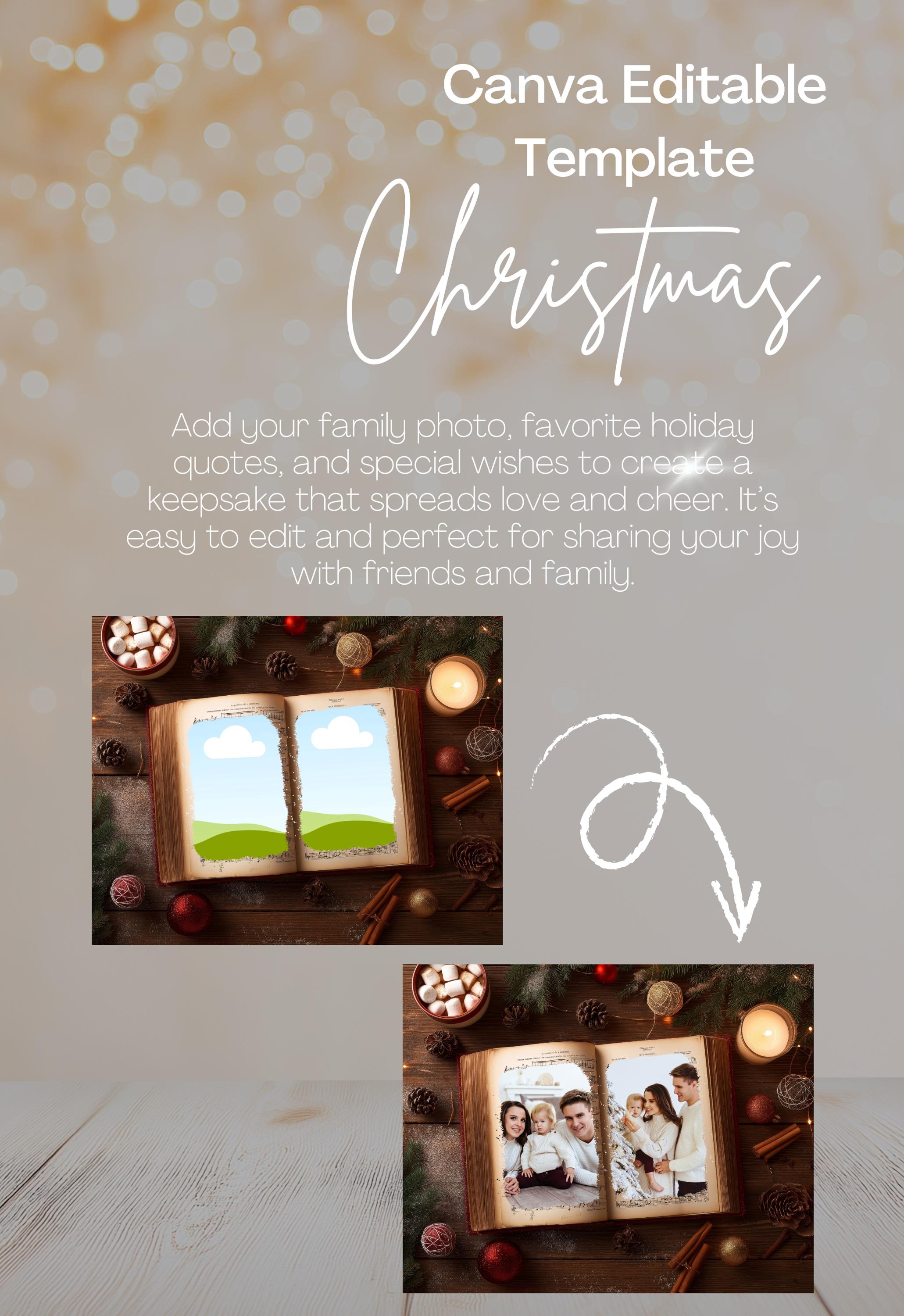 Christmas Book Editable Canva Template Holiday Digital Backdrop Instant Download