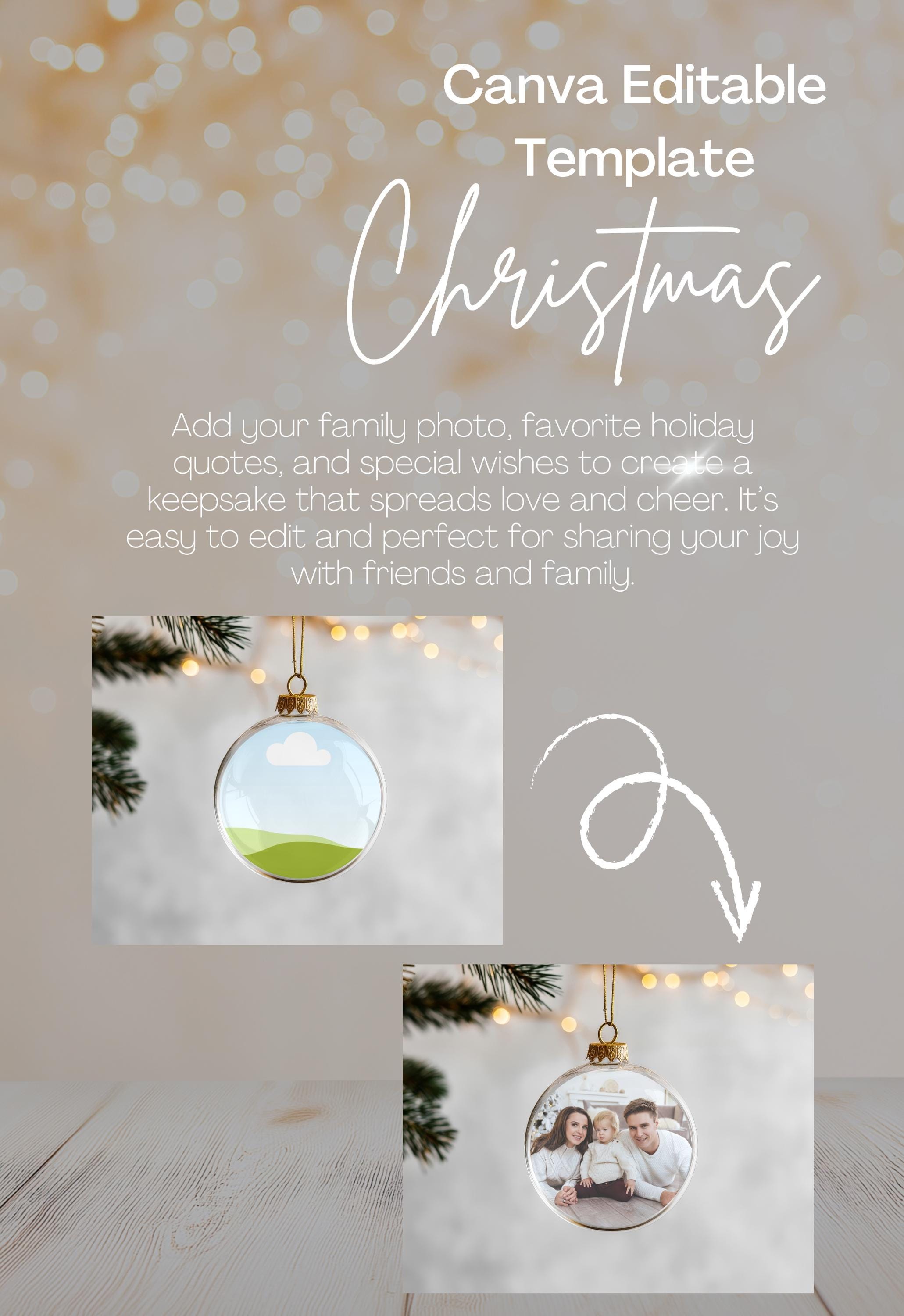 Christmas Ornament Digital Backdrop Editable Canva Template