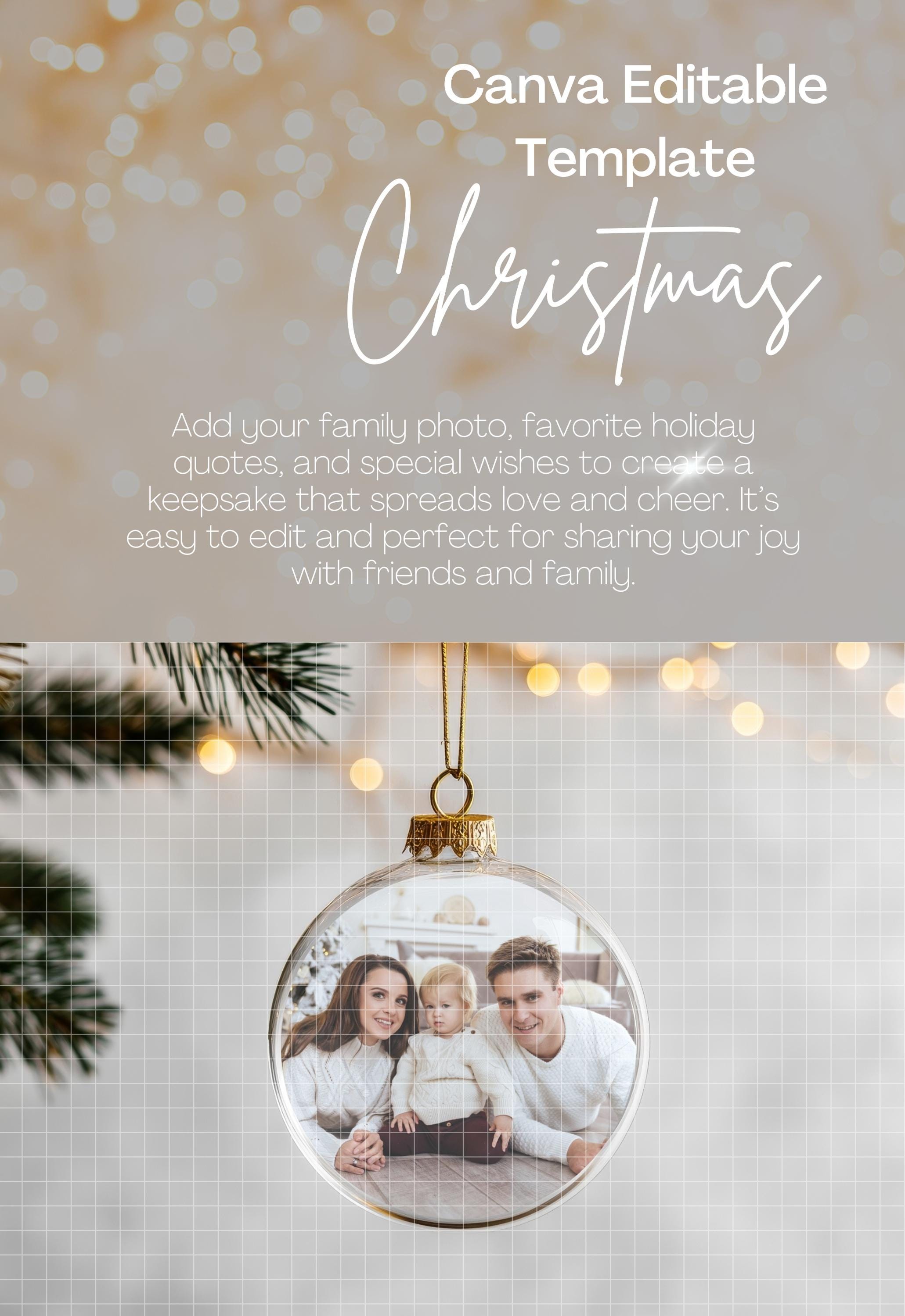 Christmas Ornament Digital Backdrop Editable Canva Template
