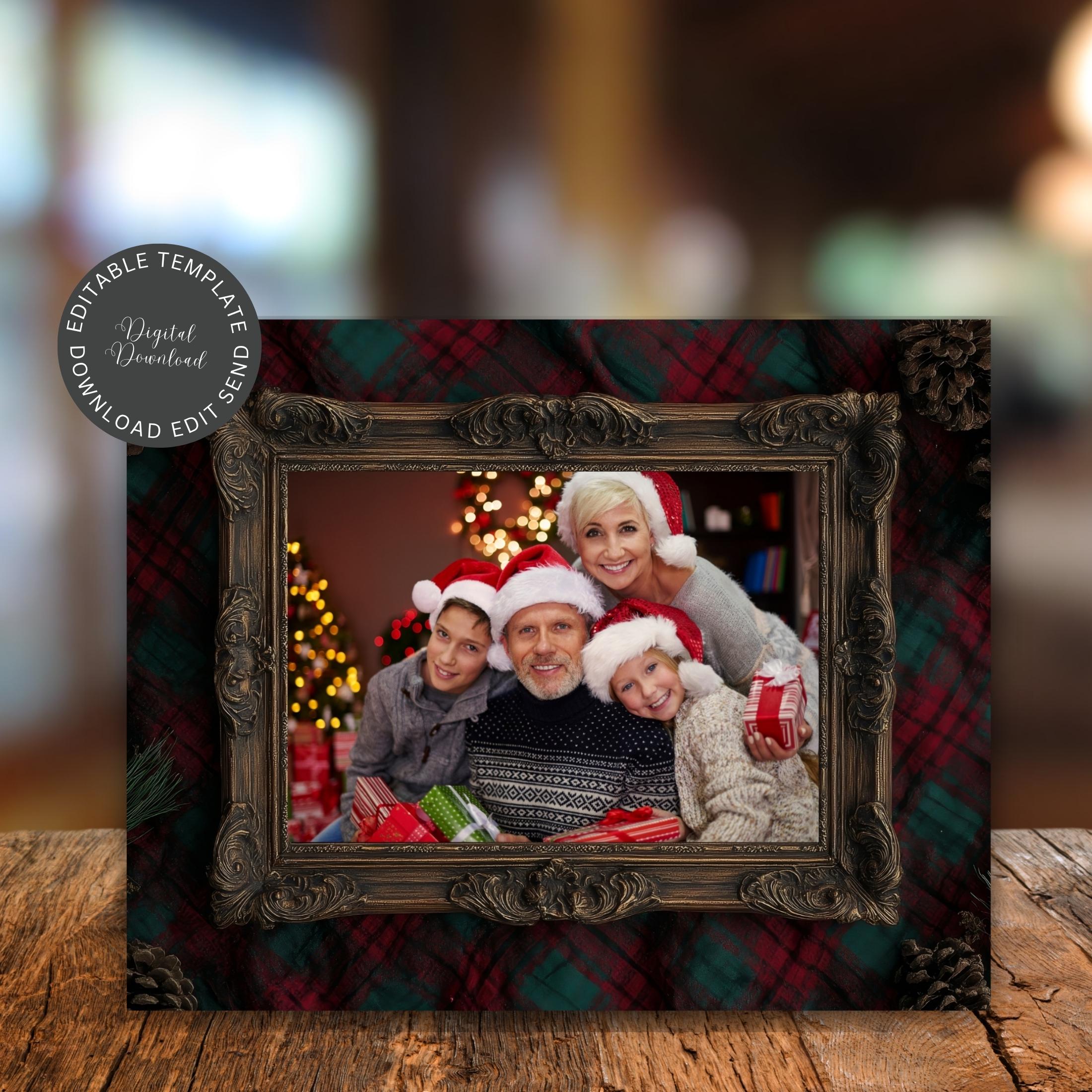 Christmas Photo Frame Editable Canva Template Digital Backdrop