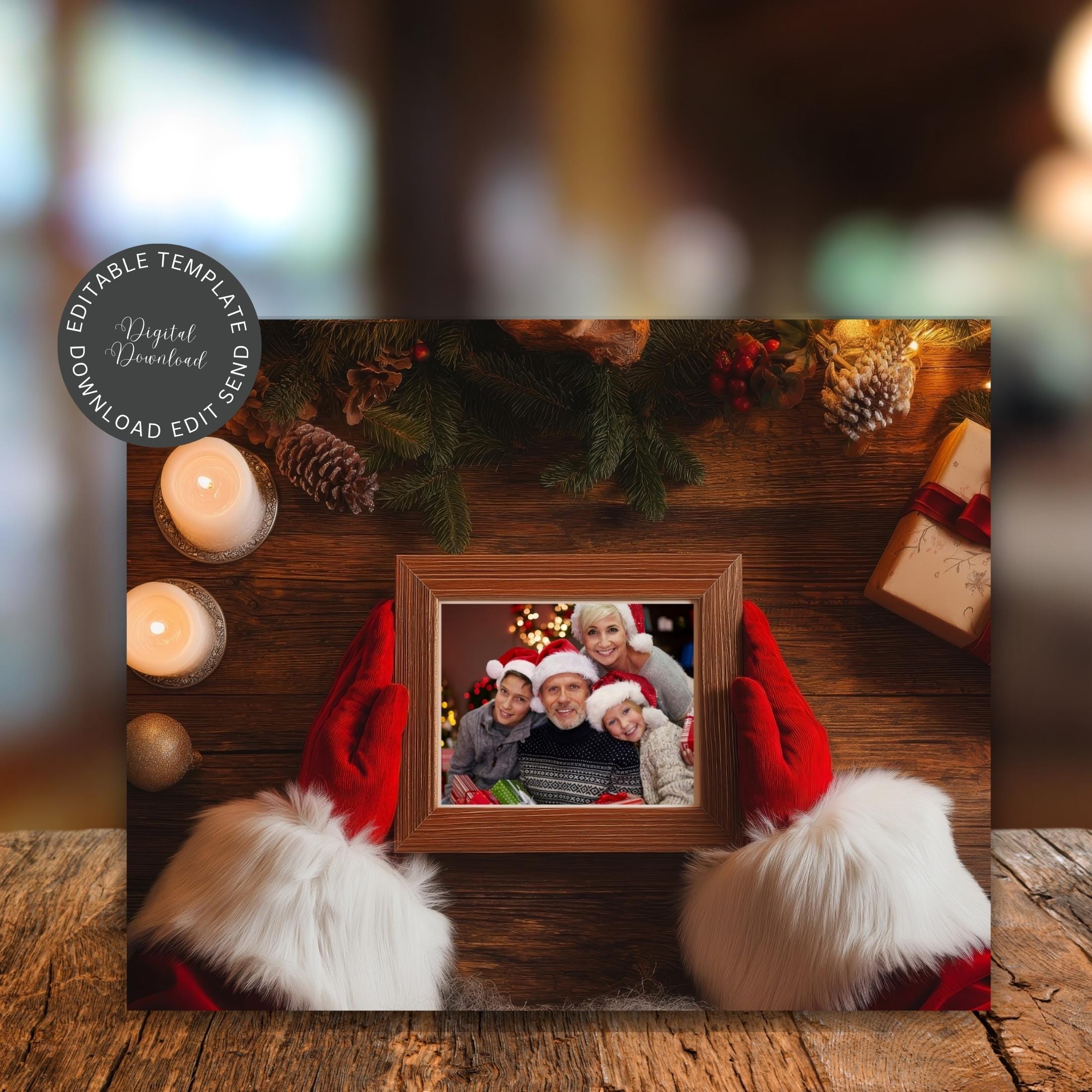 Christmas Photo Frame Digital Photography Backdrop Editable Canva Template