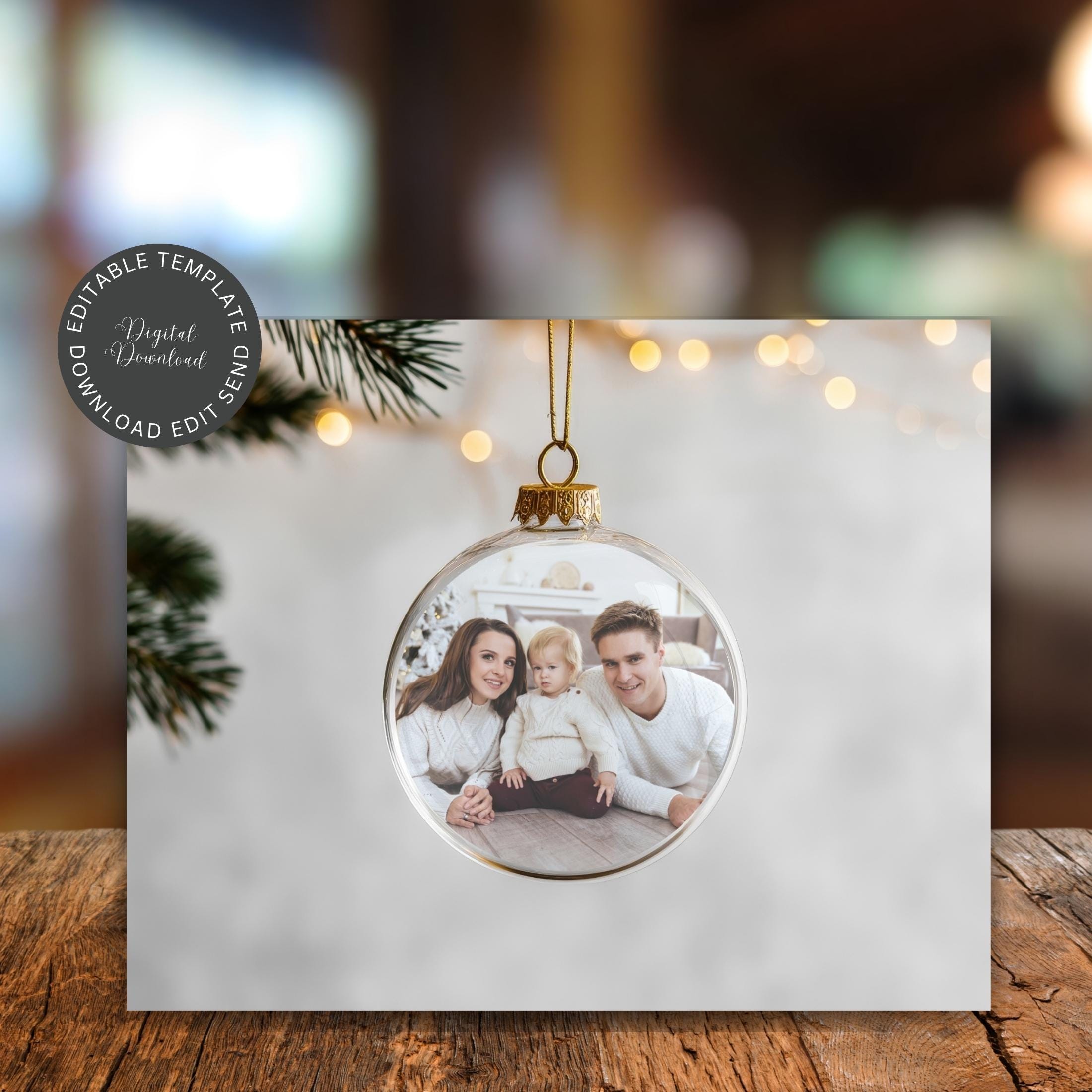 Christmas Ornament Digital Backdrop Editable Canva Template