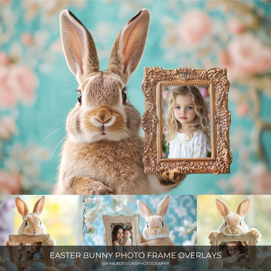 Easter Bunny Photo Frame Insert PNG Overlay