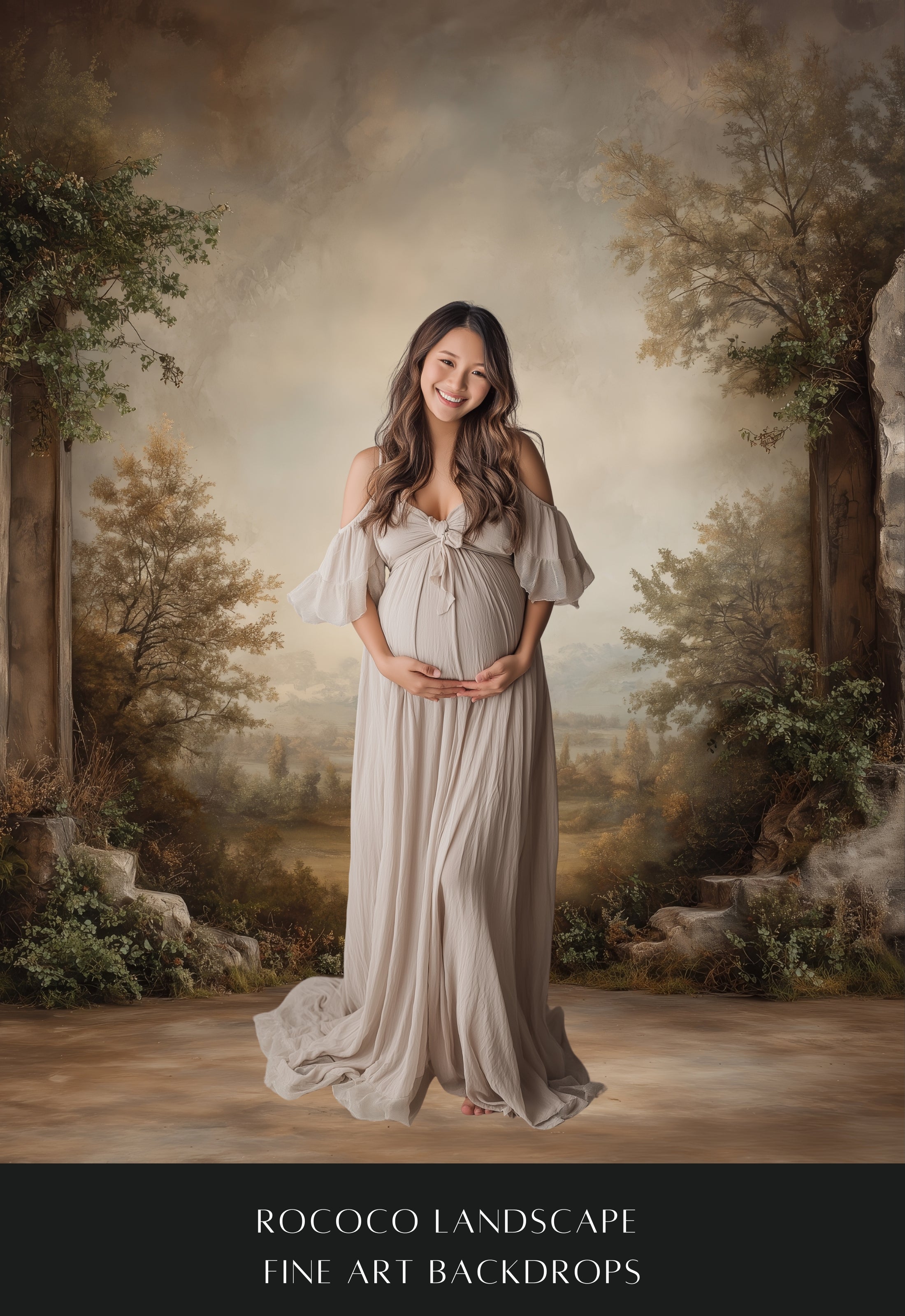 Rococo Greenery Landscape Fine Art Backdrops