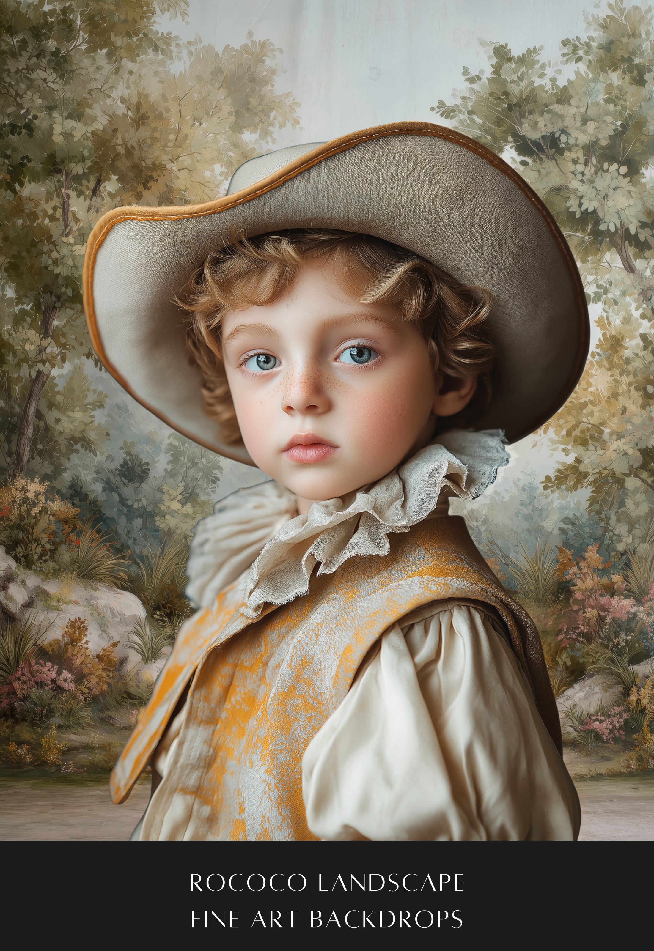 Rococo Greenery Landscape Fine Art Backdrops