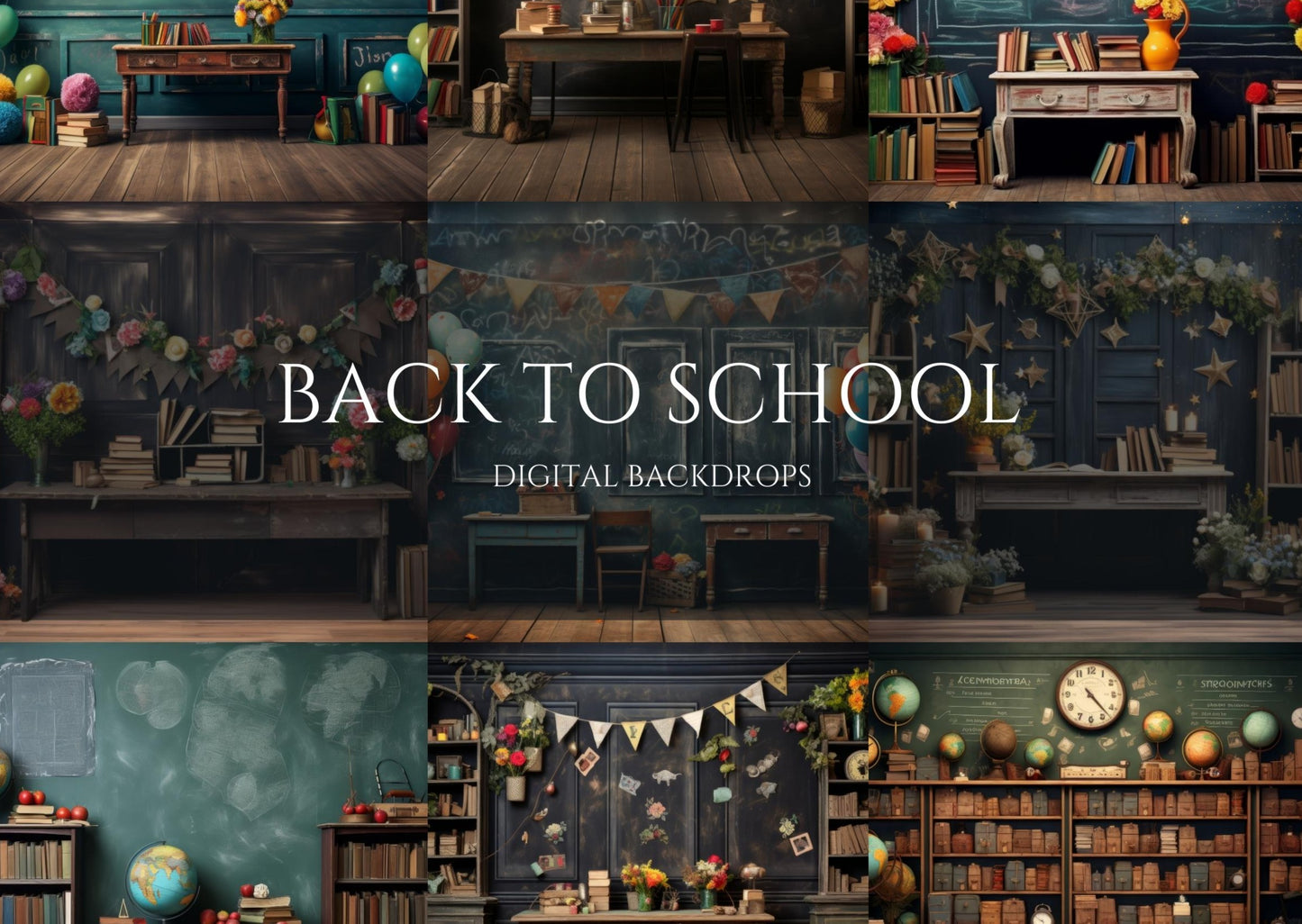 Back to School Digital Backdrops