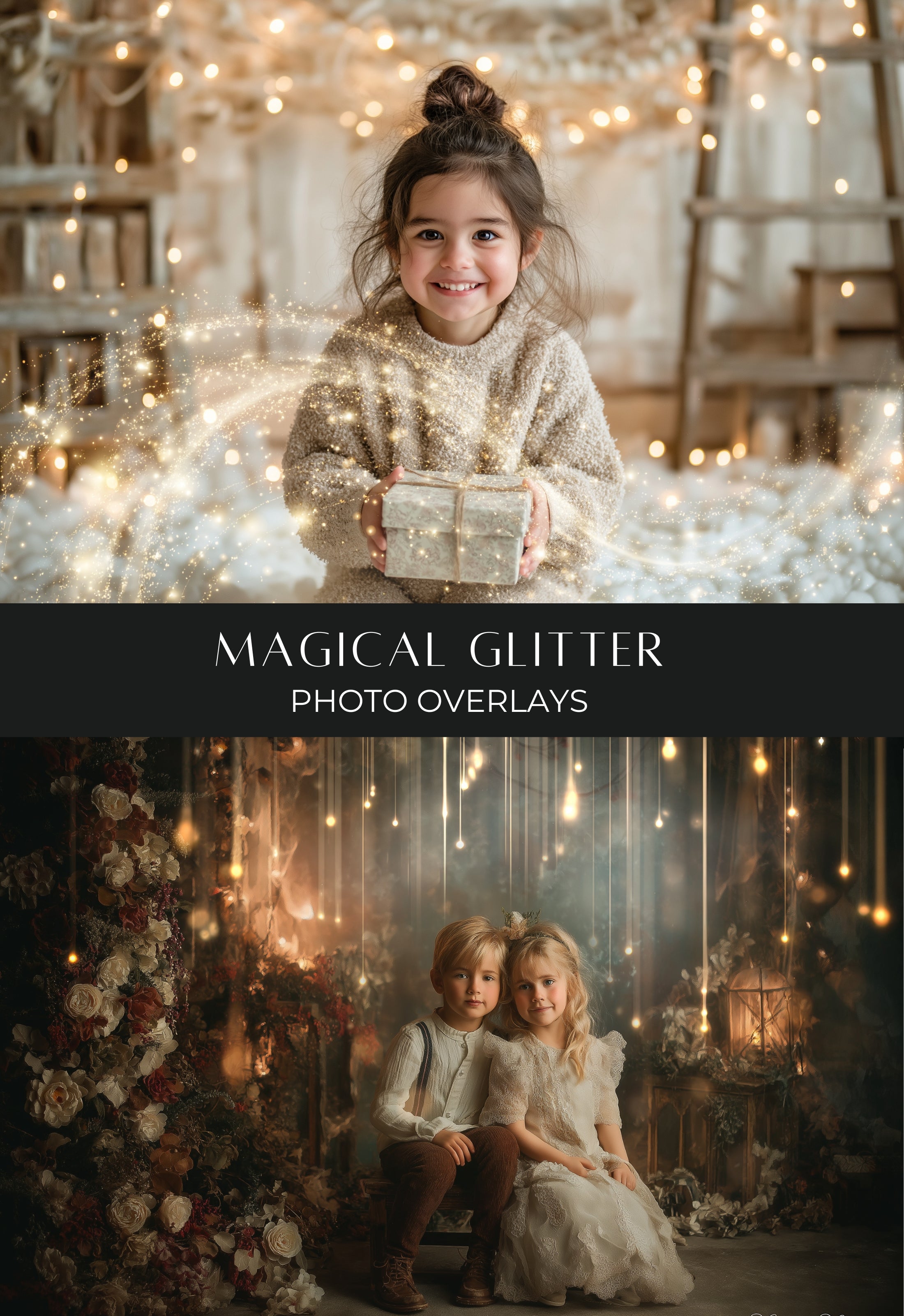 Magical Glitter Christmas Photo Overlays