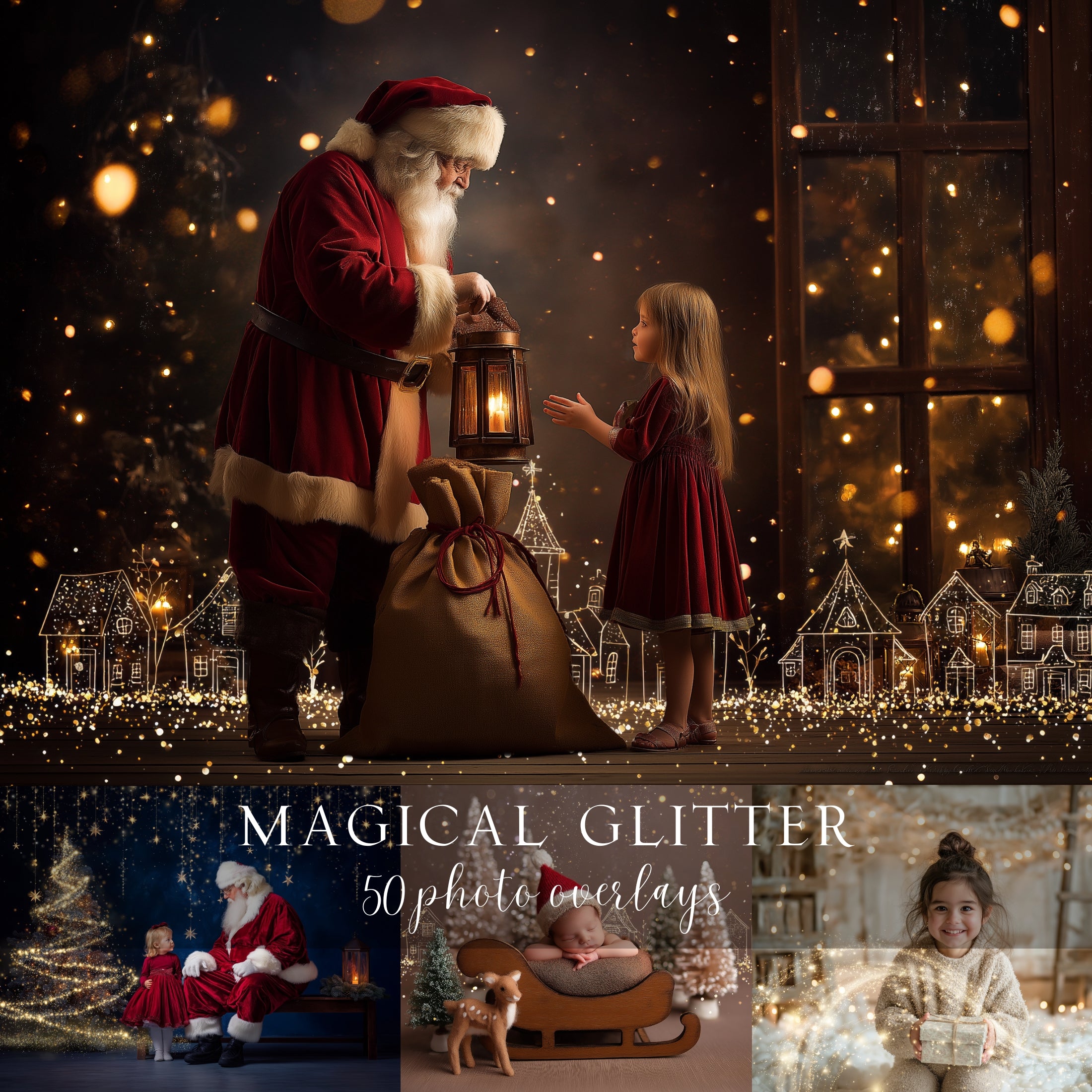 Magical Glitter Christmas Photo Overlays