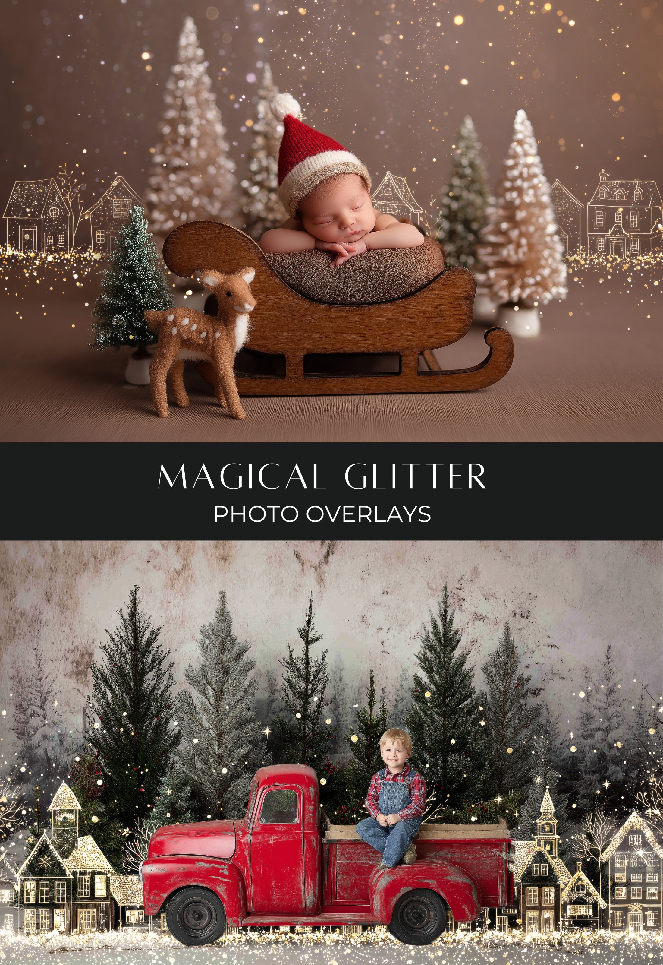 Magical Glitter Christmas Photo Overlays
