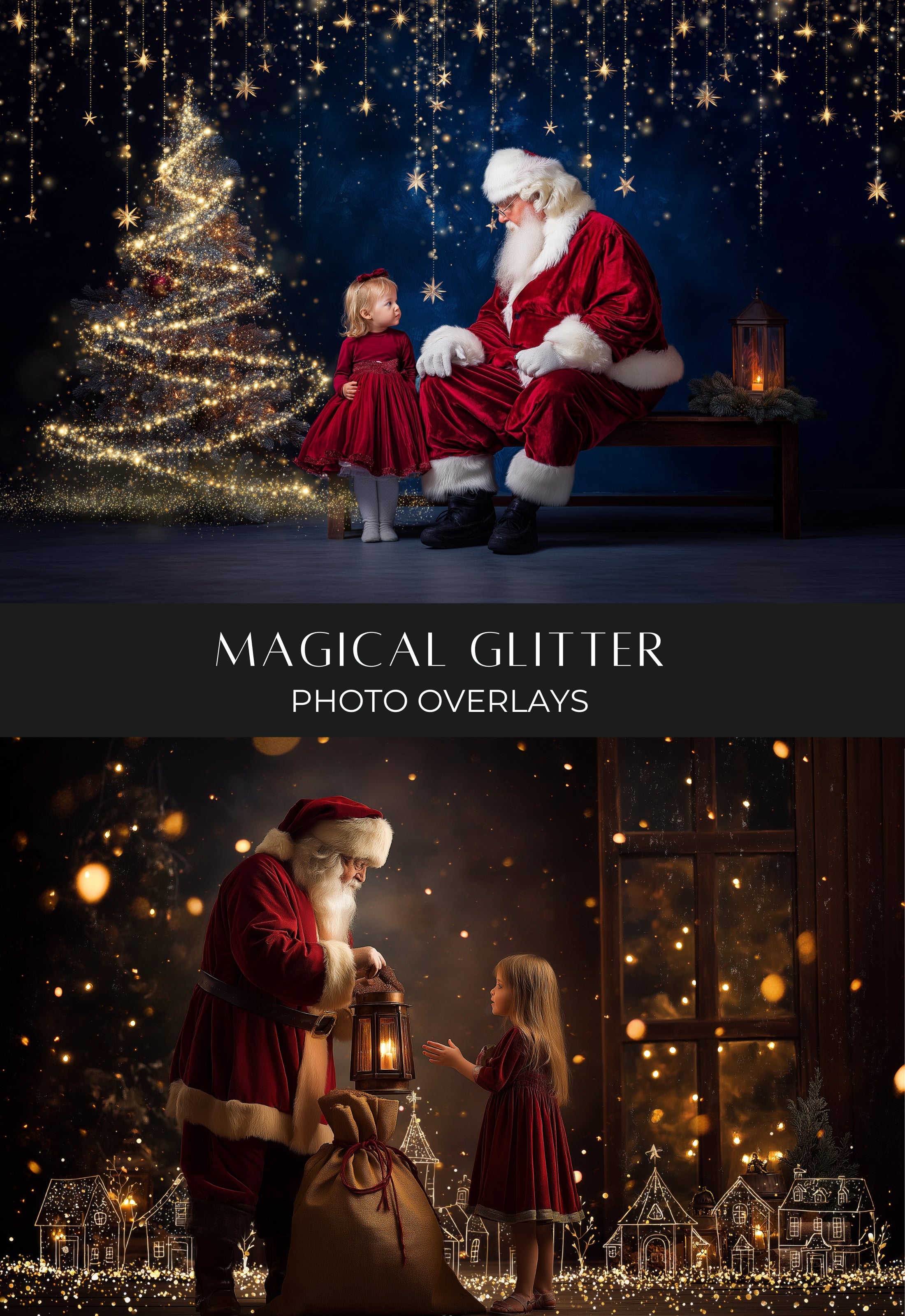 Magical Glitter Christmas Photo Overlays