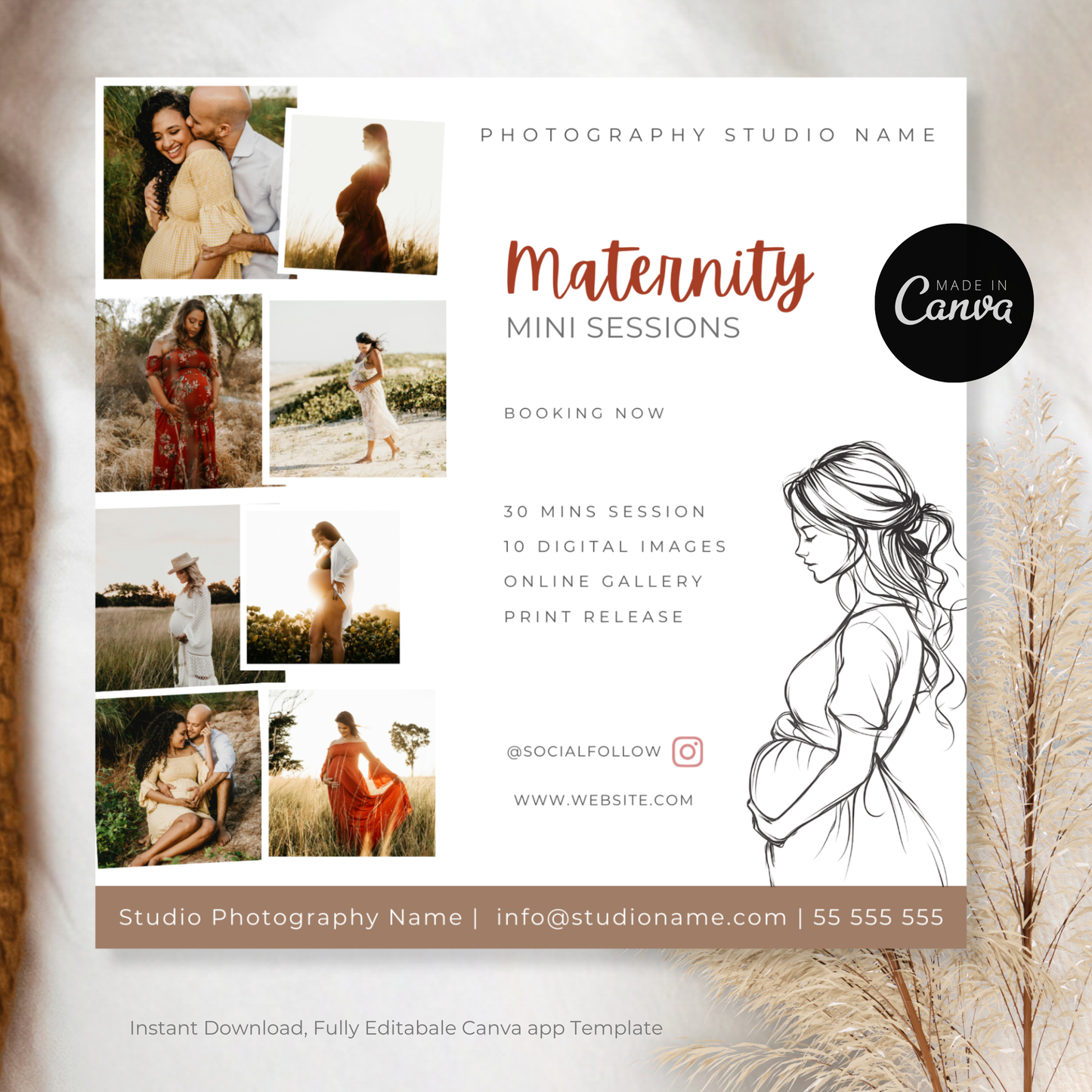 Maternity Mini Session Bundle Photography CANVA Template