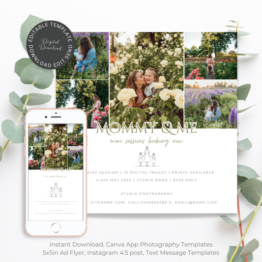 Mommy and Me Mini Session Bundle Photography CANVA Template