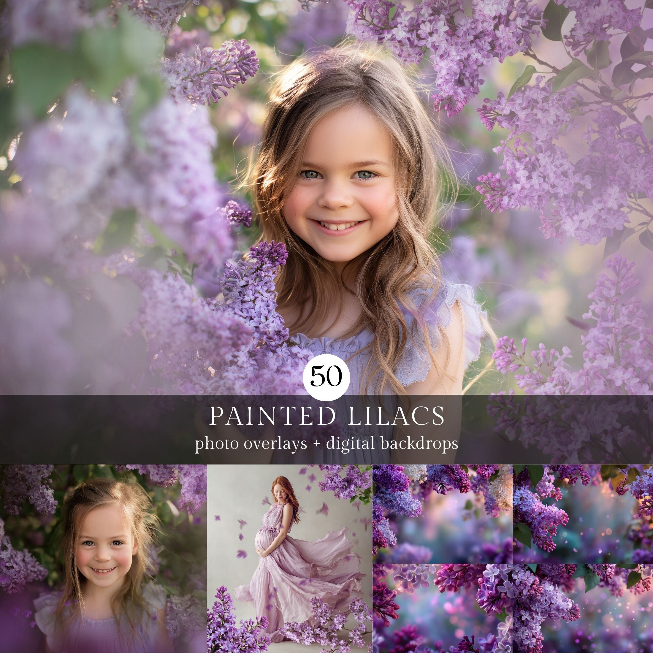 Purple Lilac Photo Overlays: Floral Photography Effects