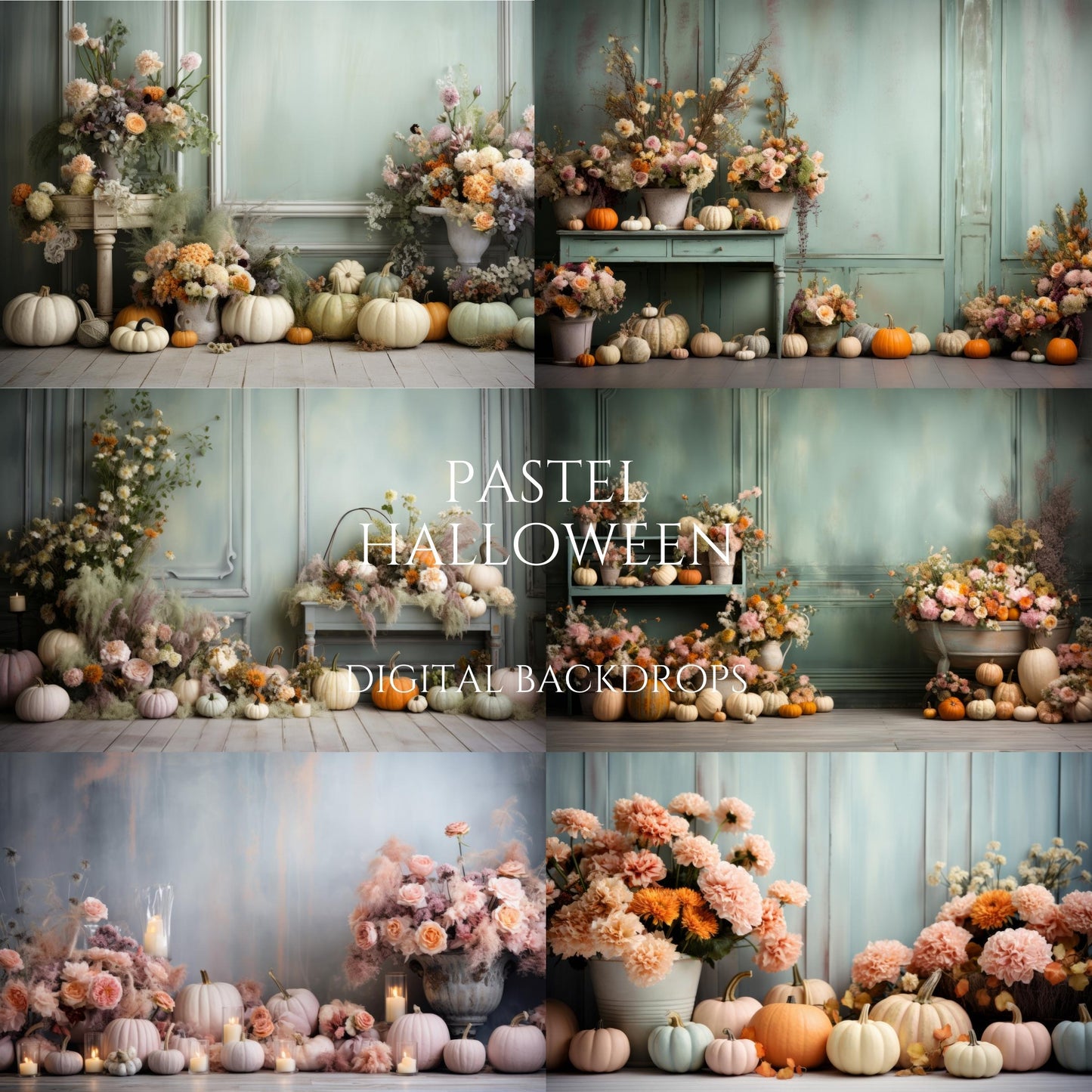 Pastel Halloween Digital Backdrops