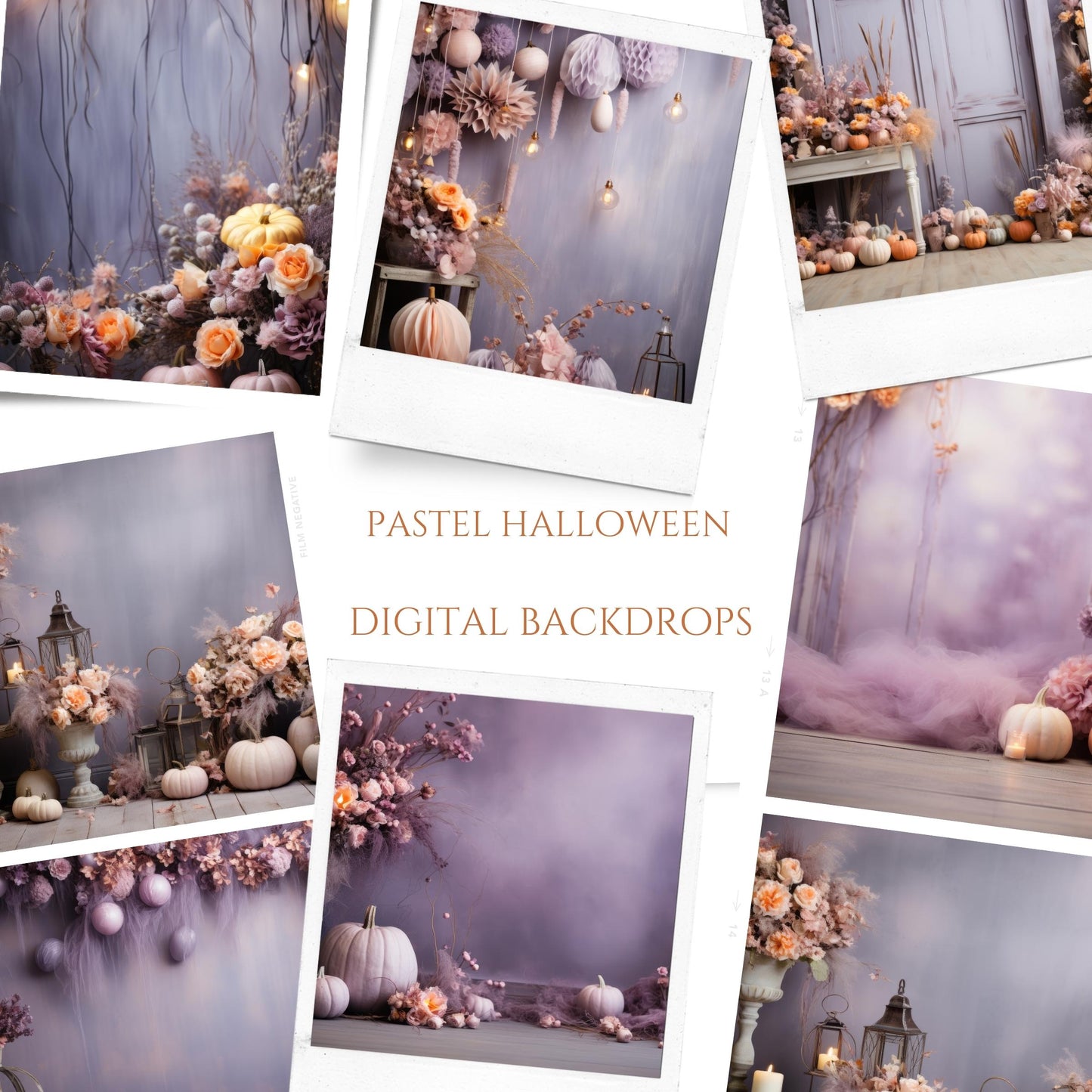 Pink and Purple Pastel Halloween Digital Backdrops