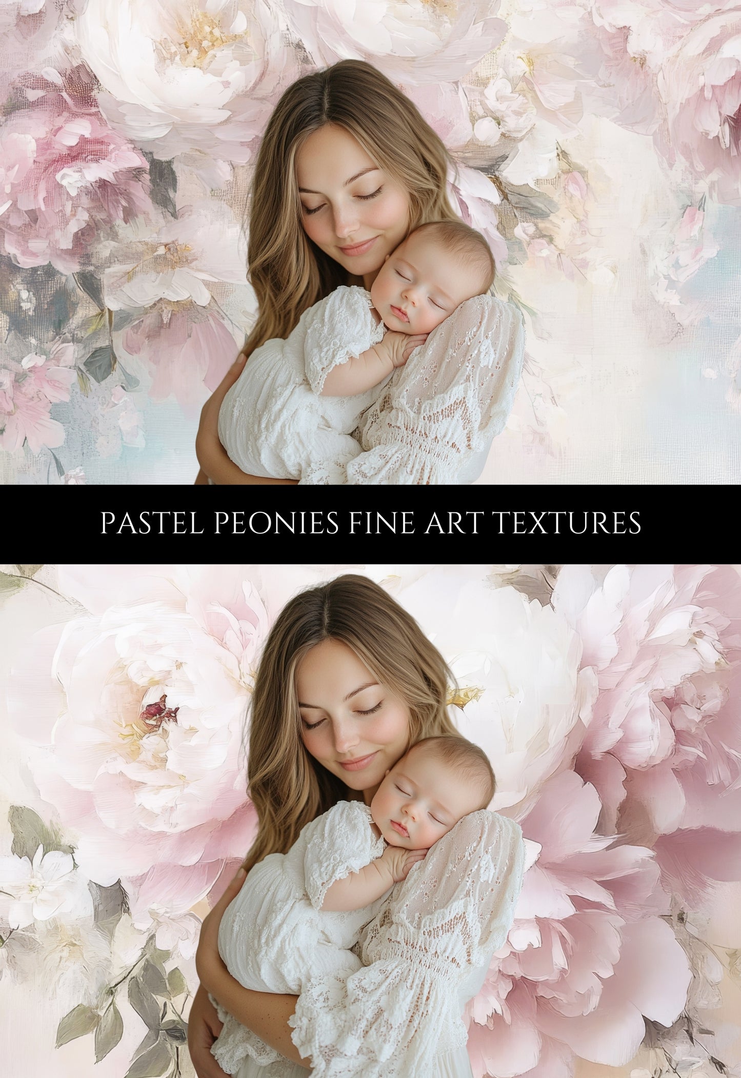 Pastel Peonies Fine Art Portrait Textures