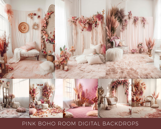 Pink Boho Studio Digital Backdrops