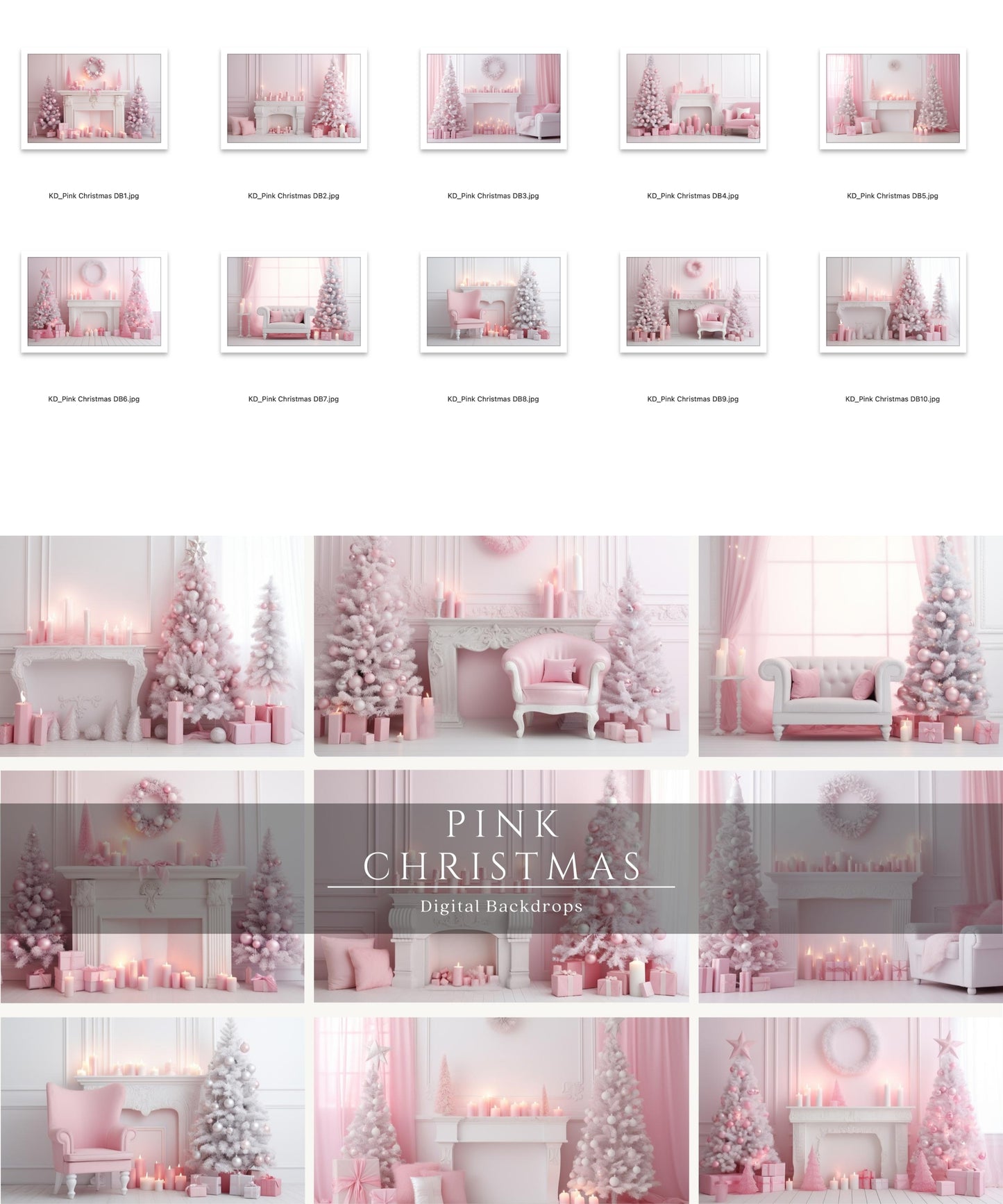 Pink Christmas Digital Backdrops