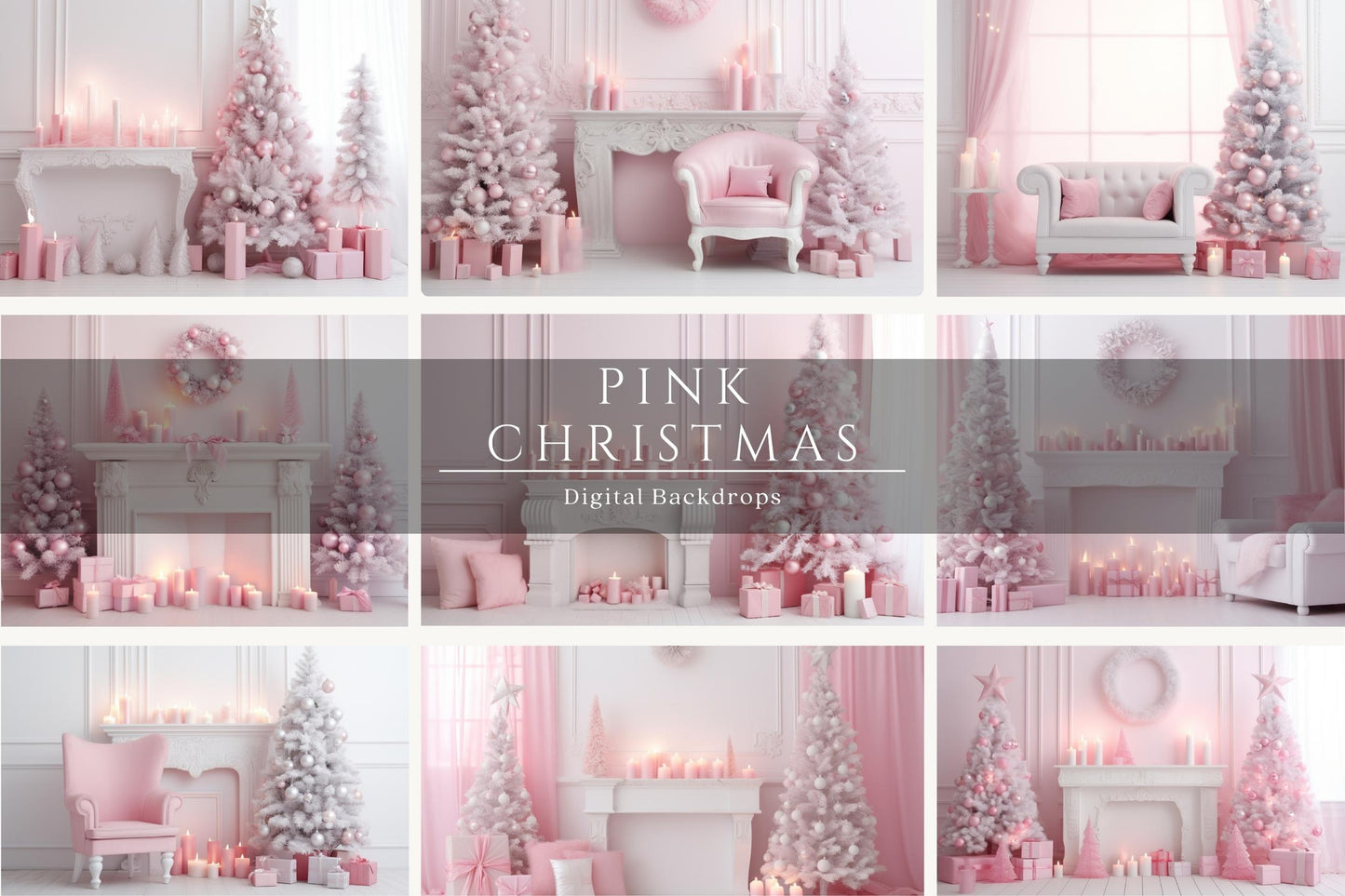 Pink Christmas Digital Backdrops