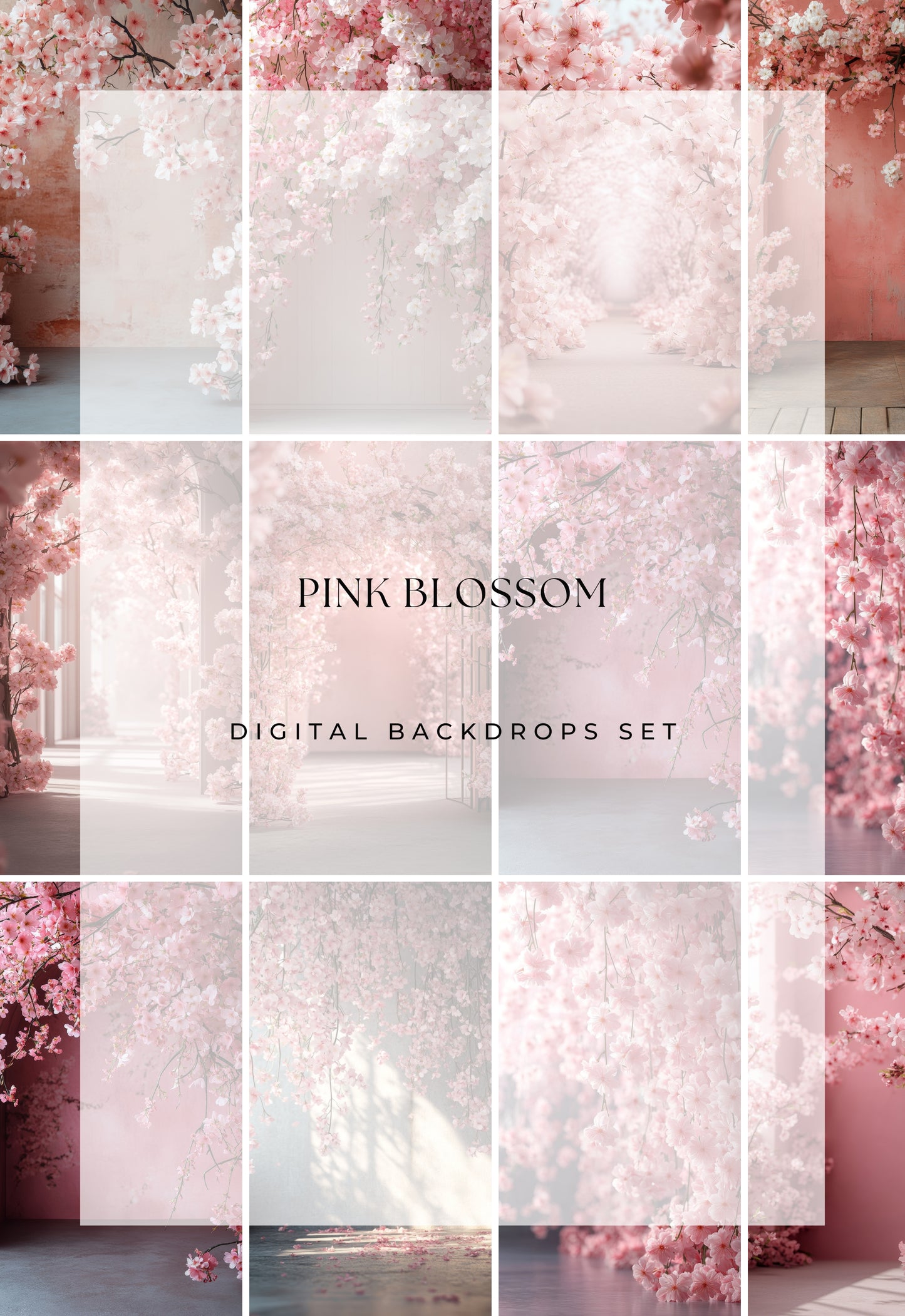 Pink Blossom Maternity Digital Backdrops